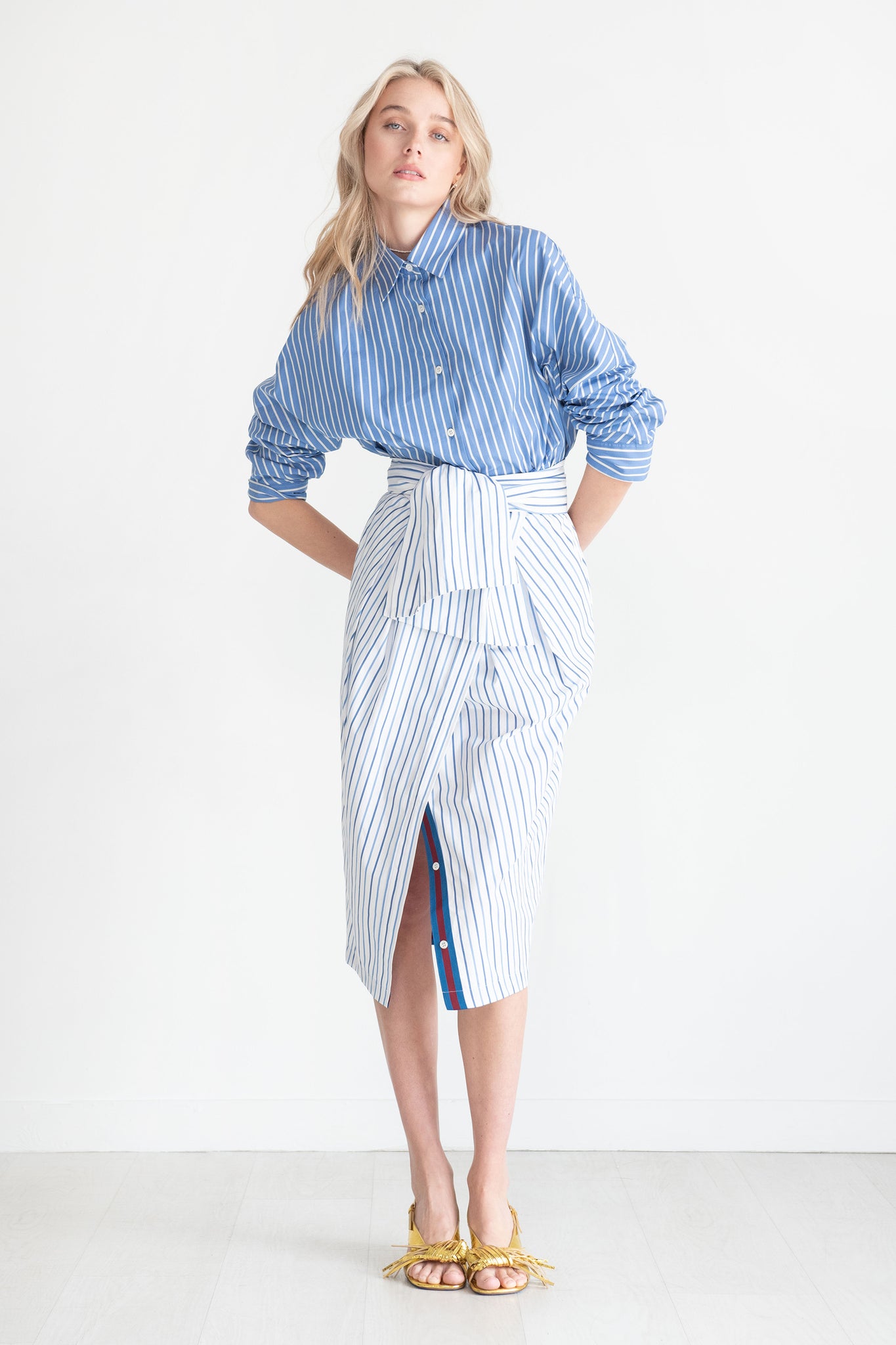 DRIES VAN NOTEN - Stripe Skirt, Light Blue
