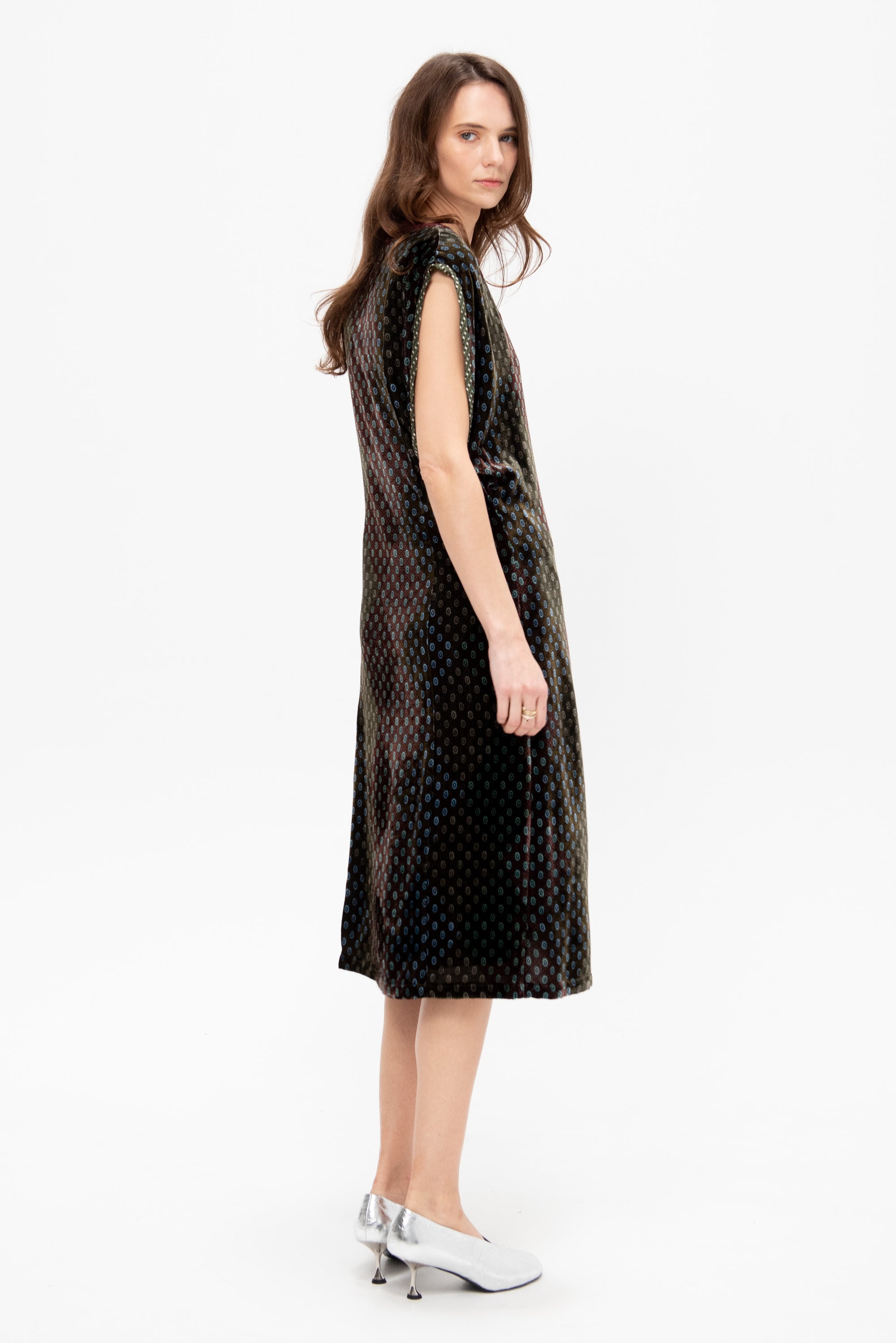 Velvet Wrap Dress, Khaki