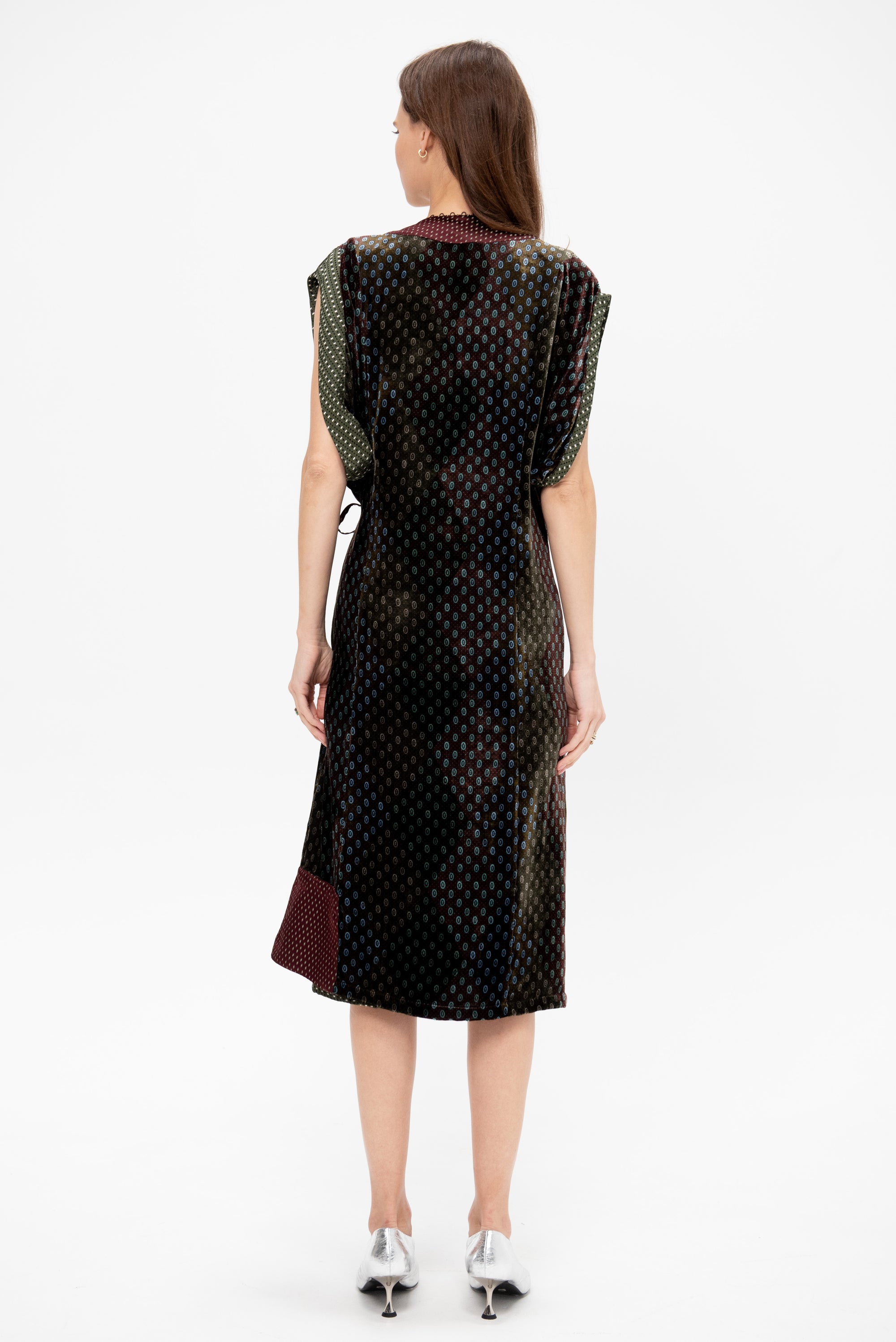 Velvet Wrap Dress, Khaki