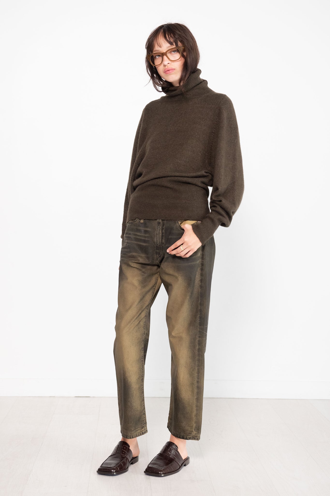 DUNE - Roll-Neck Fluffy Batwing Sweater, Assam