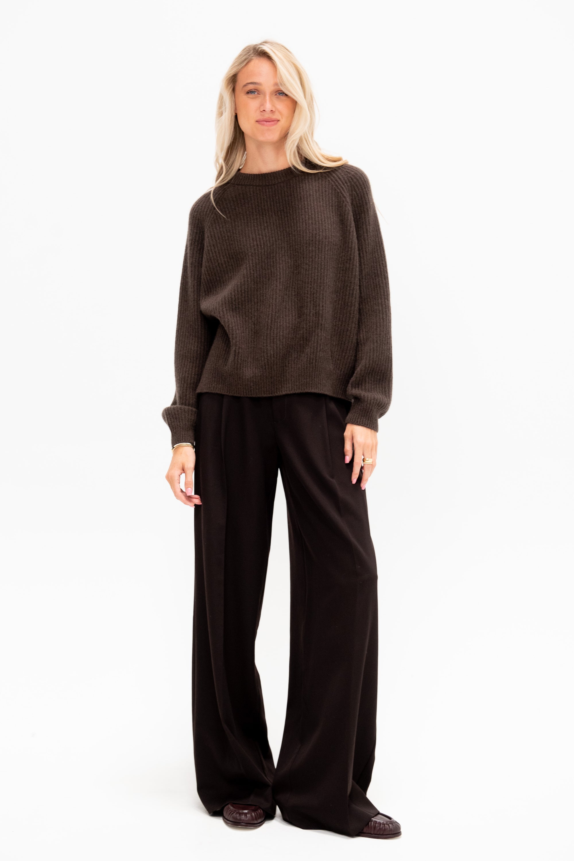 Crew Neck Ribbed Sweater, Yak