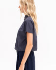 Cropped Shirt, Navy