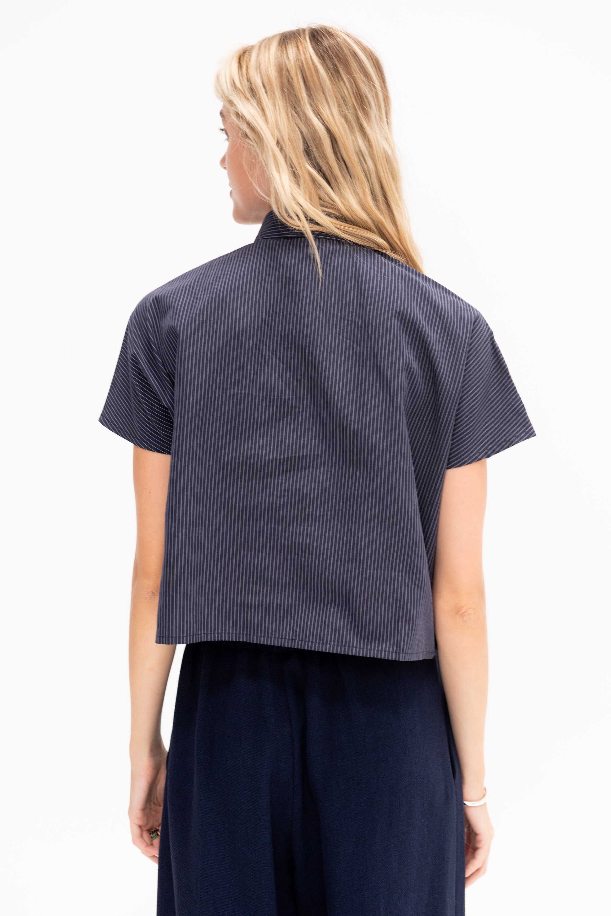 Cropped Shirt, Navy