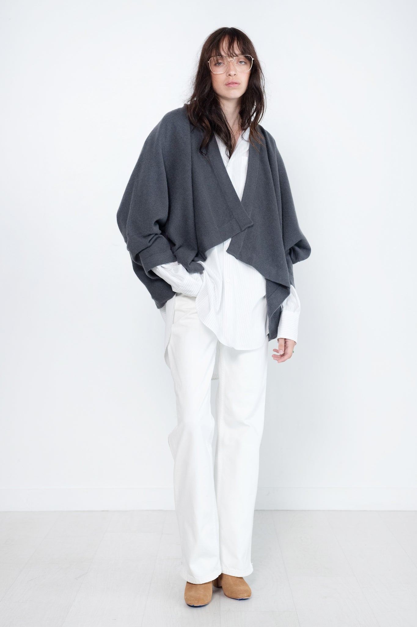 Dušan - Loose Short Cardigan, Fog