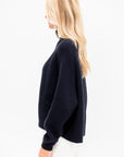 Turtleneck Ribbed Raglan Sweater, Midnight