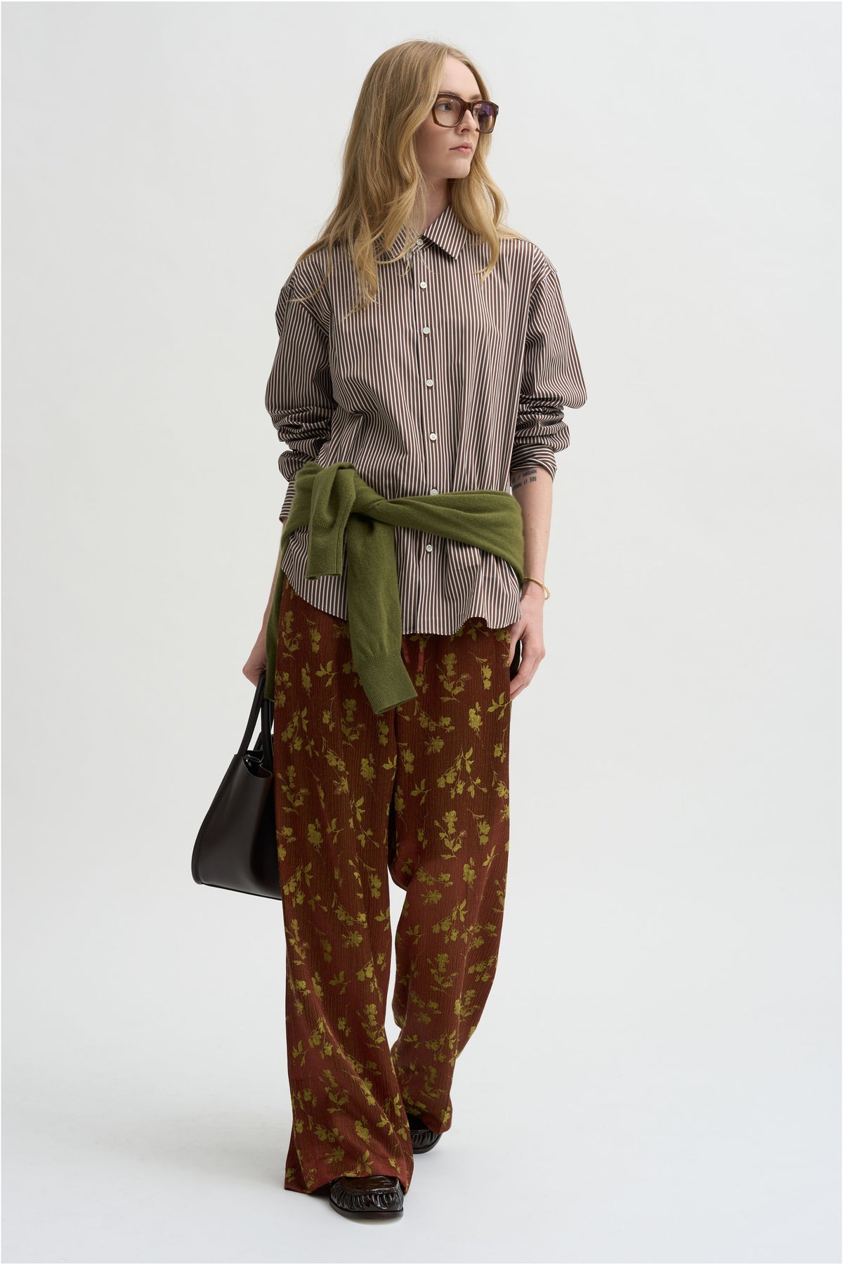 Floral Jacquard Pull On Pants, Rust