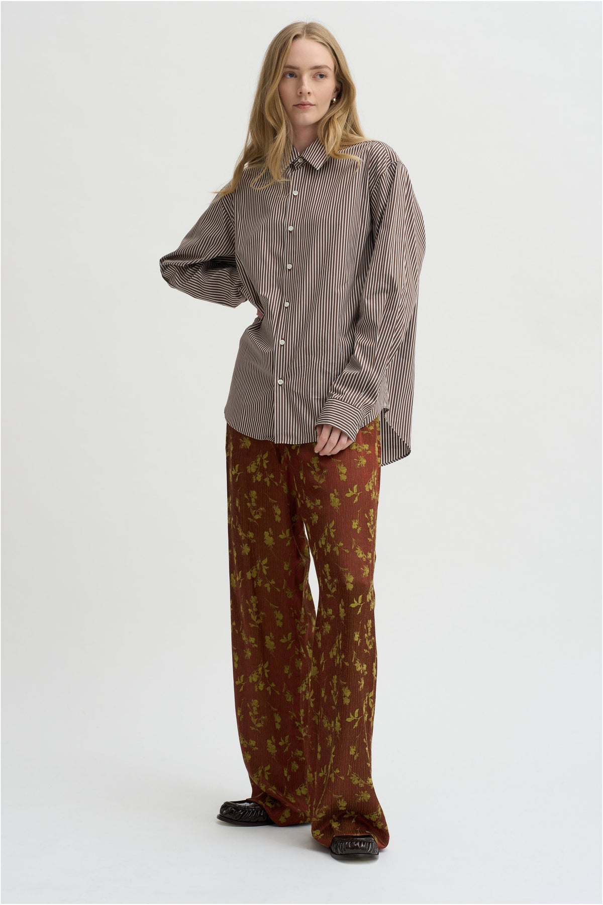 Floral Jacquard Pull On Pants, Rust