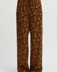 Floral Jacquard Pull On Pants, Rust