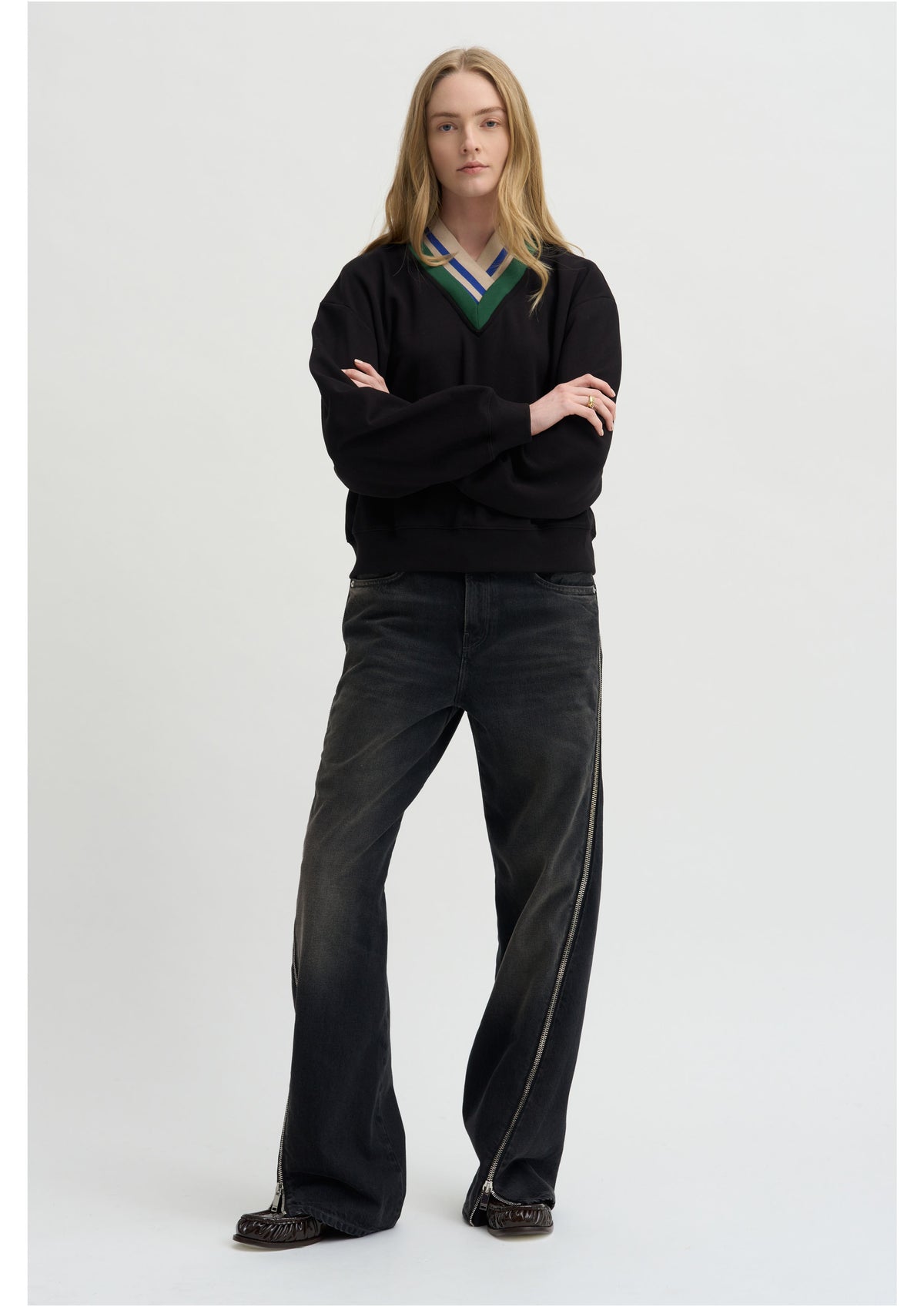 Layered V-Neck Sweatshirt