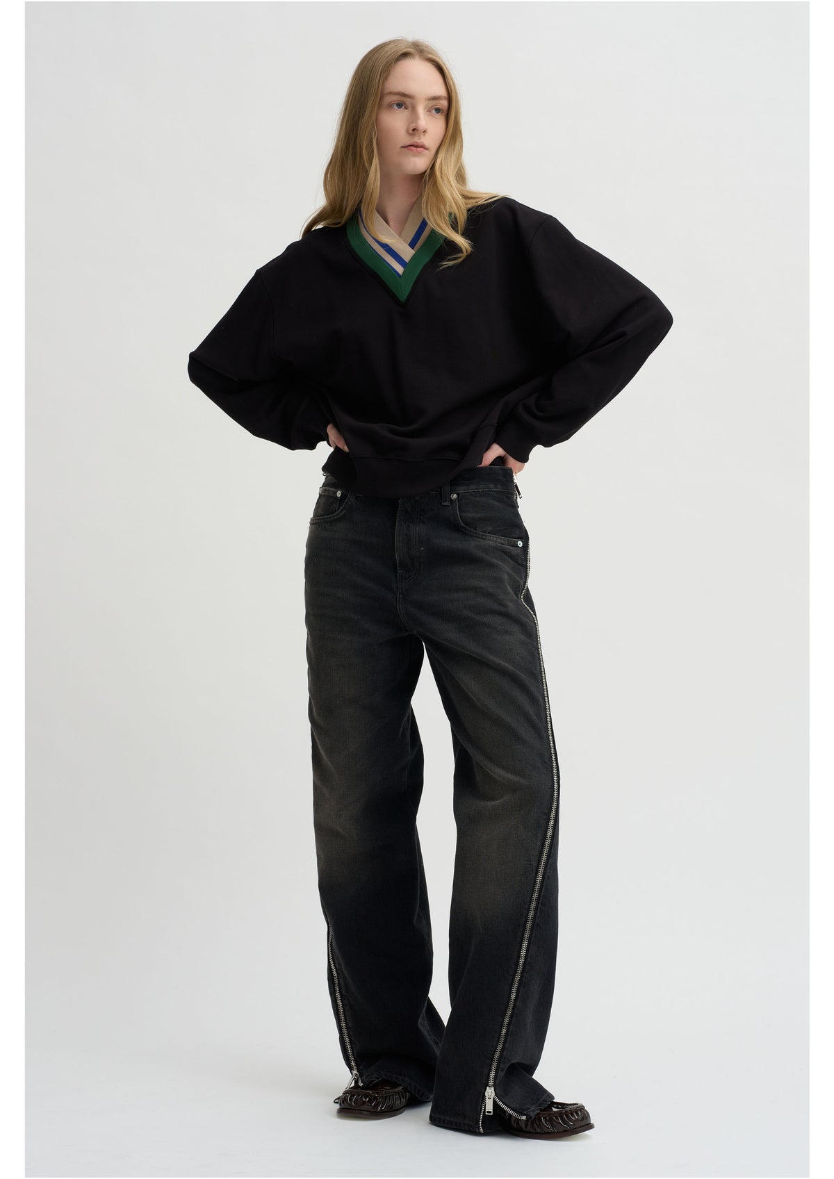 Layered V-Neck Sweatshirt