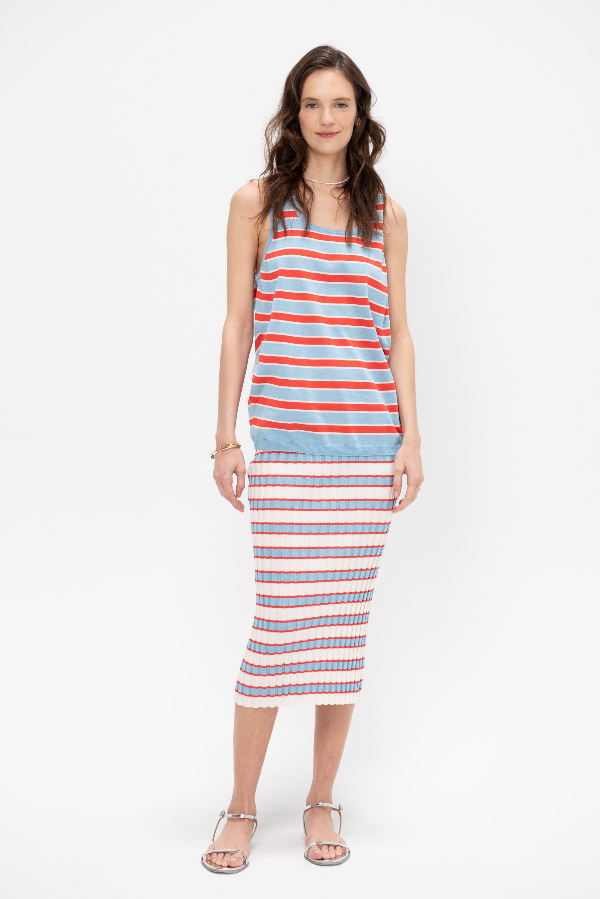 Darla Striped Ribbed Skirt