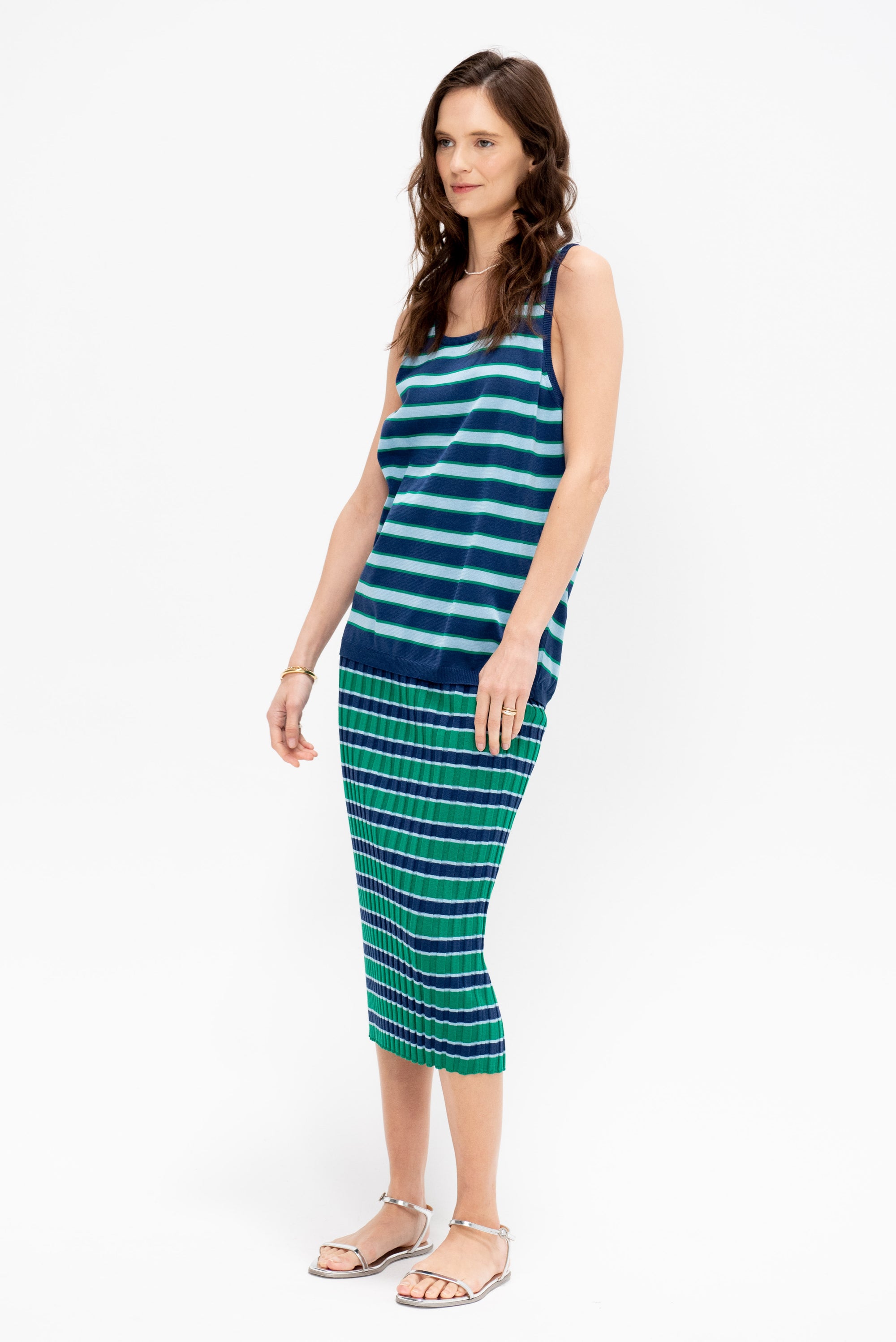 Darla Striped Ribbed Skirt
