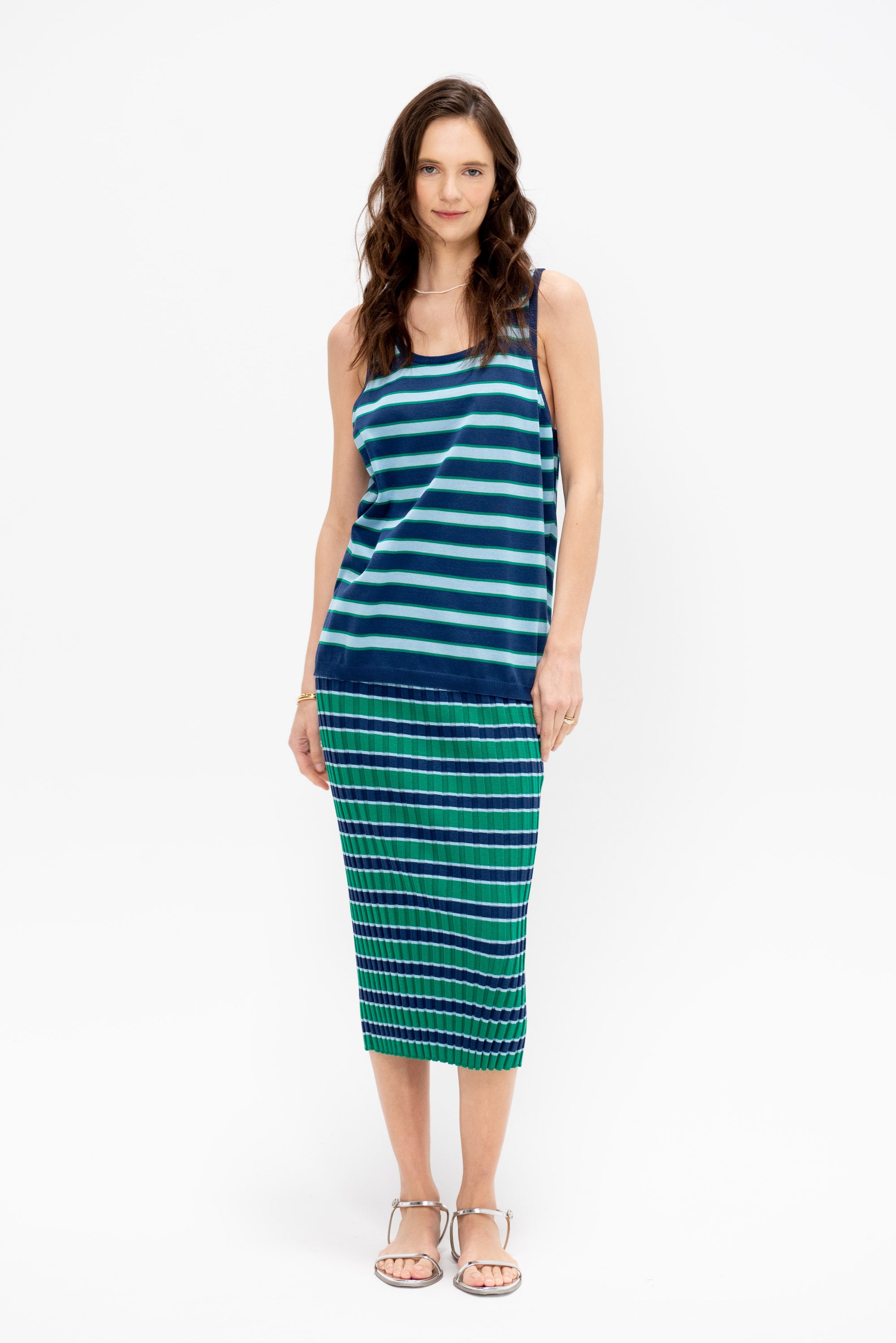 Darla Striped Ribbed Skirt
