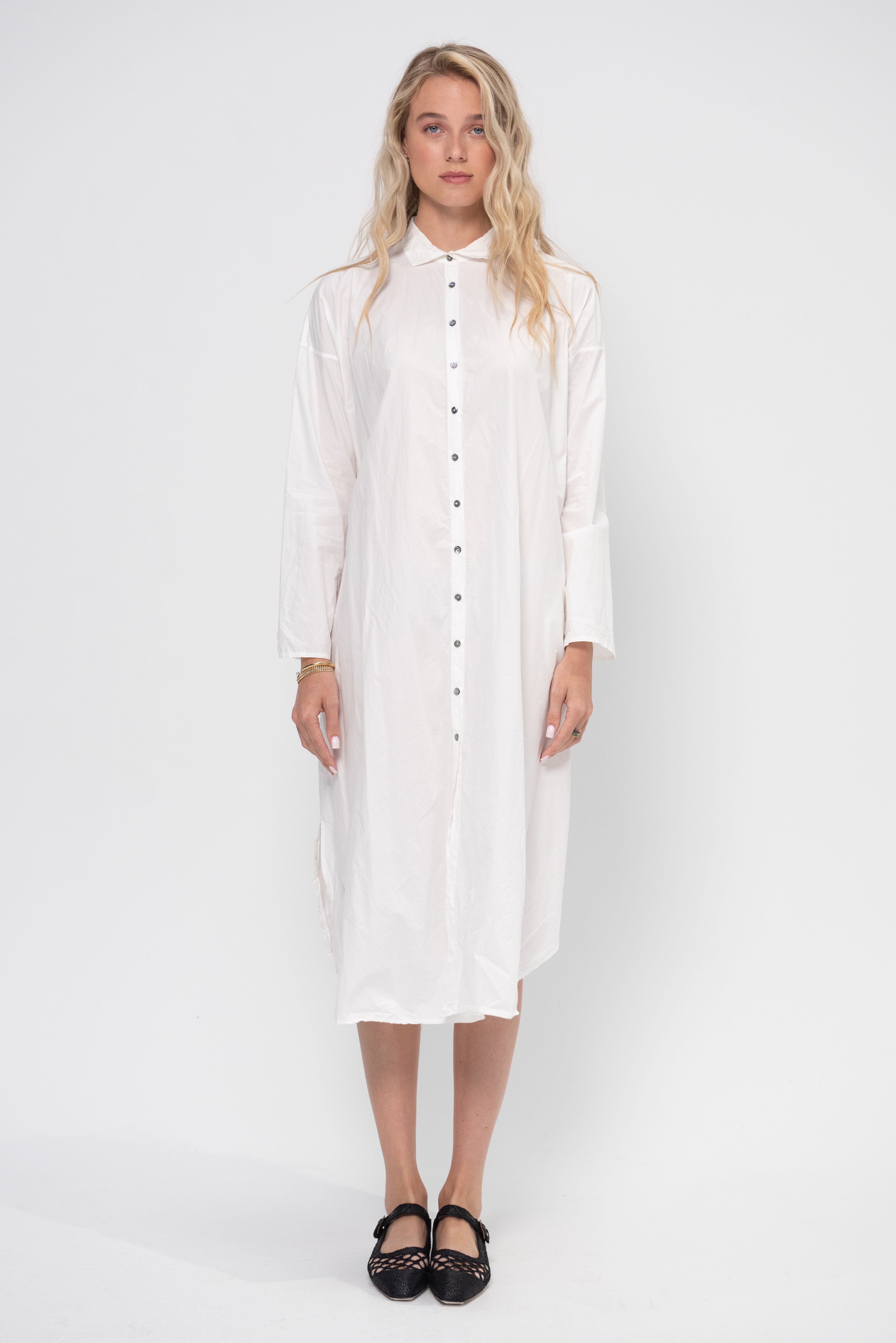 Album Di Famiglia Long Shirt Dress, Milk – Kick Pleat Album Di Famiglia Long Shirt Dress, Milk – Kick Pleat