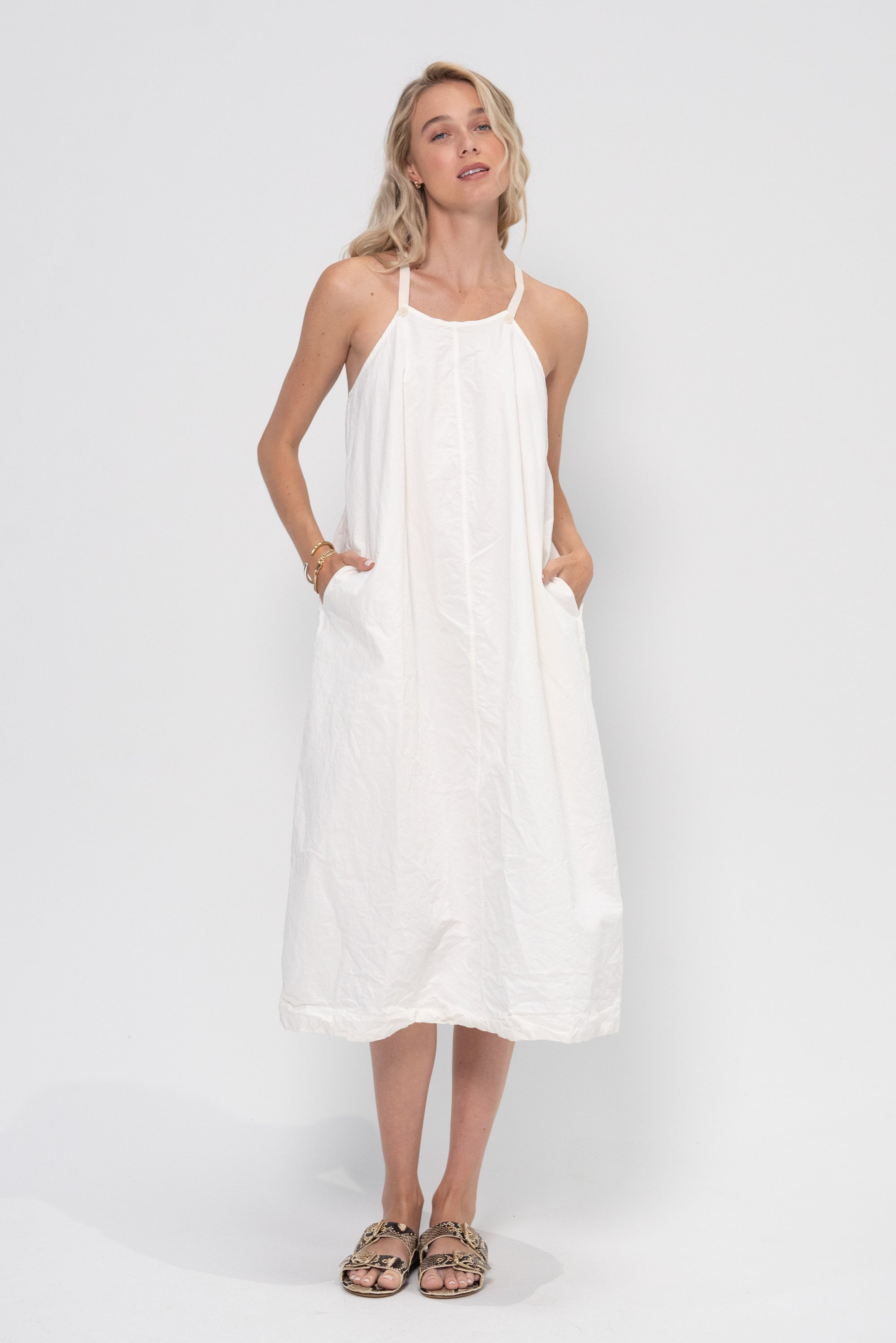 Salopette Dress, Milk