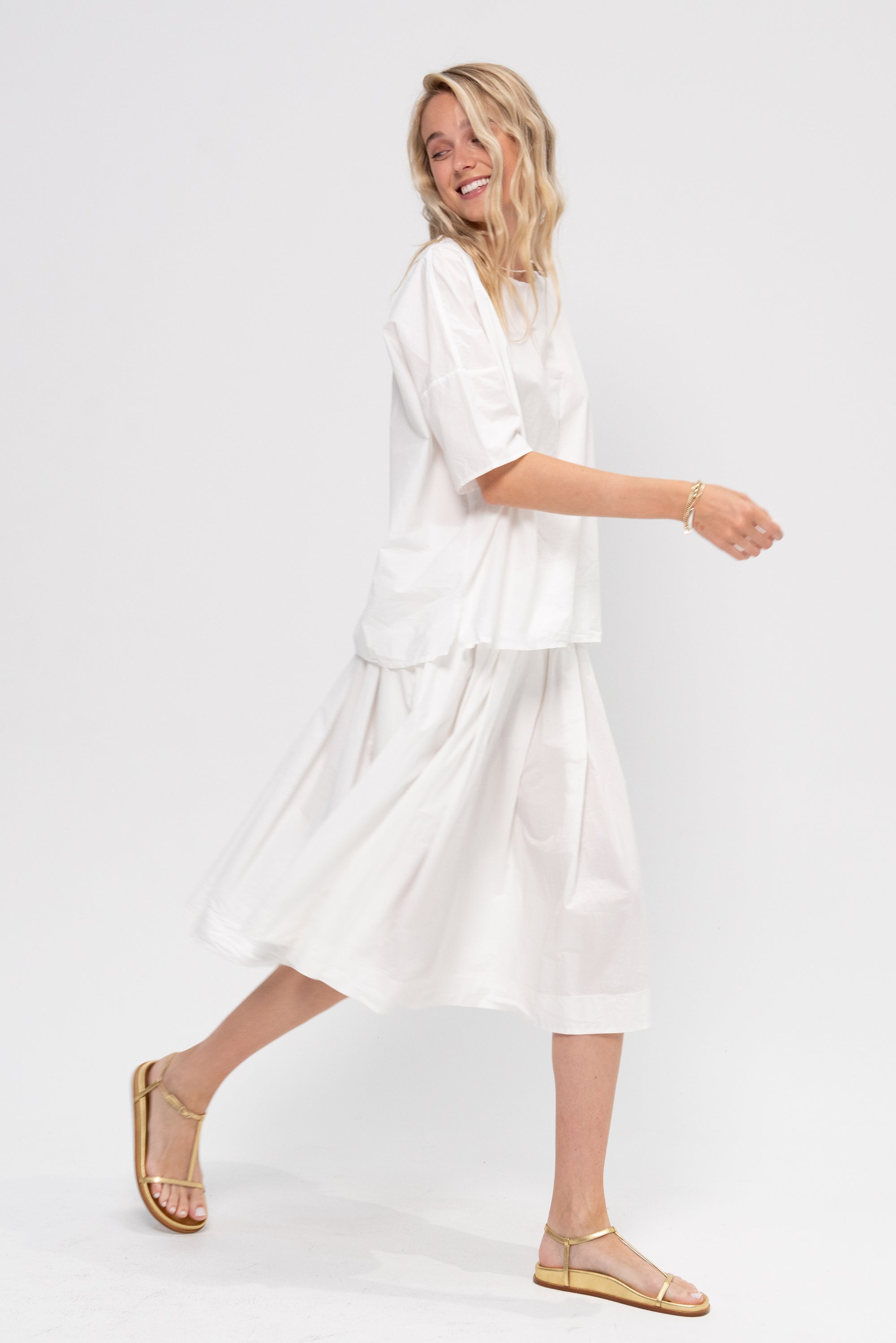 Pleated Short Skirt, Milk