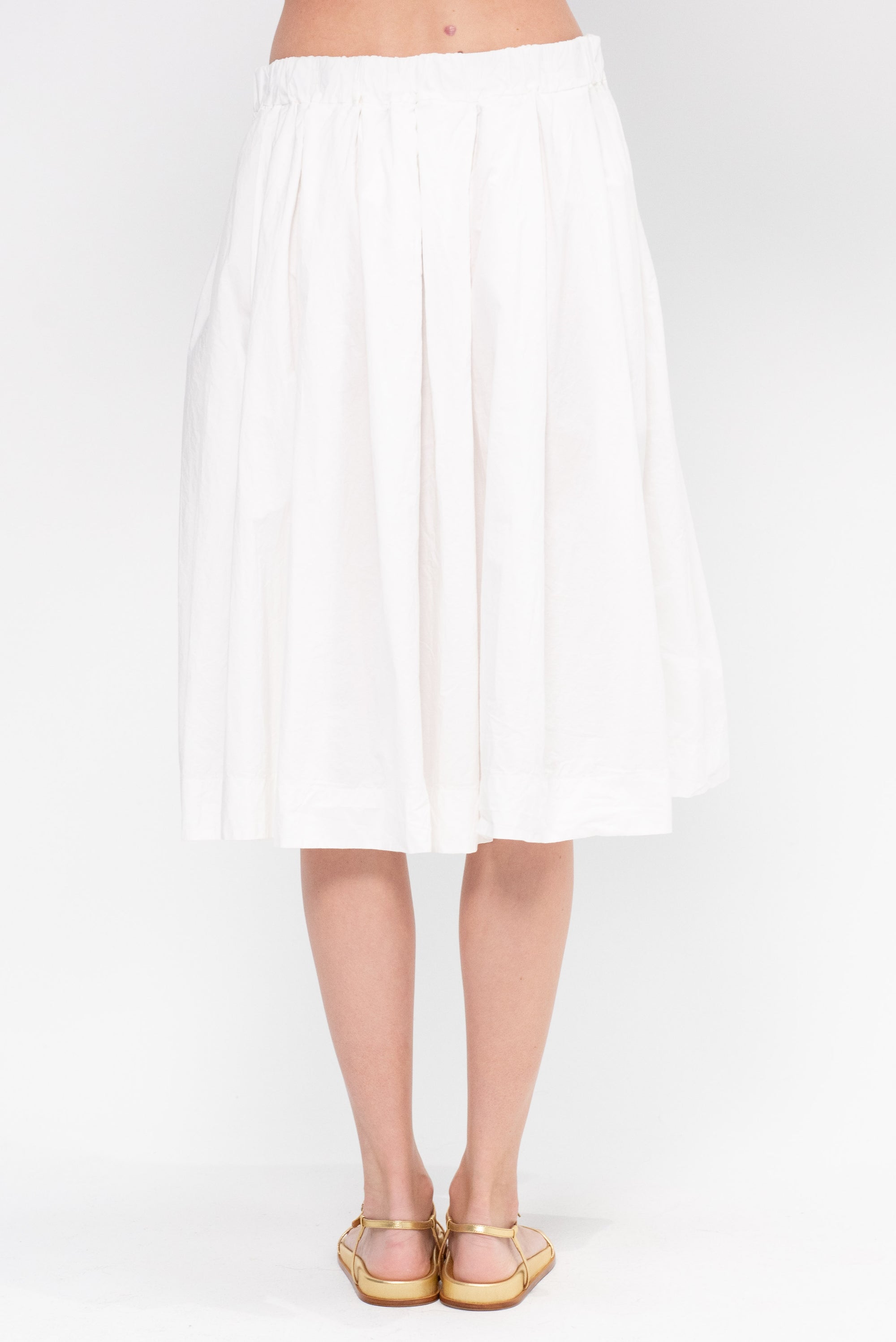 Pleated Short Skirt, Milk