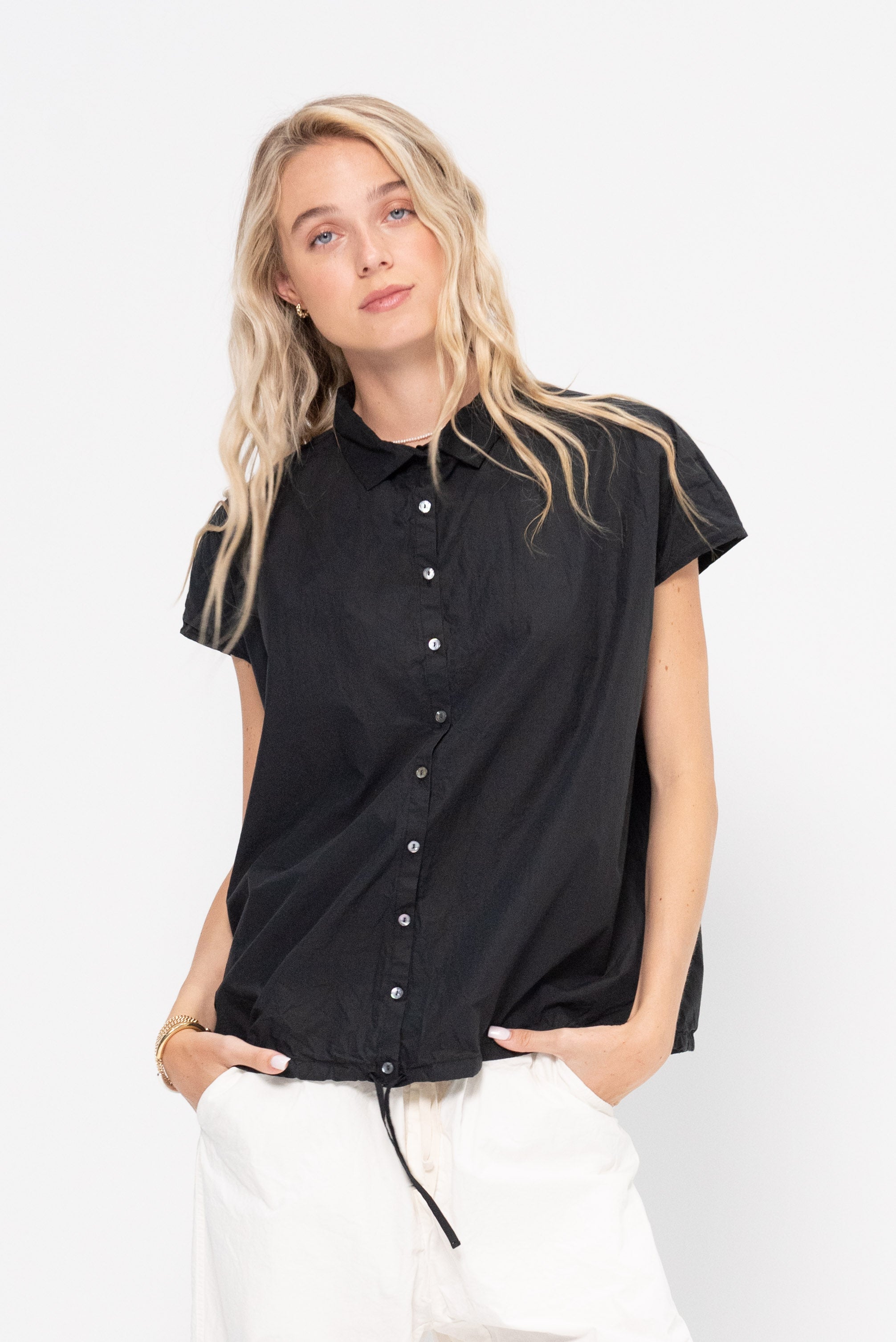 Album di Famiglia Short Sleeveless Shirt Tc, Black – Kick Pleat