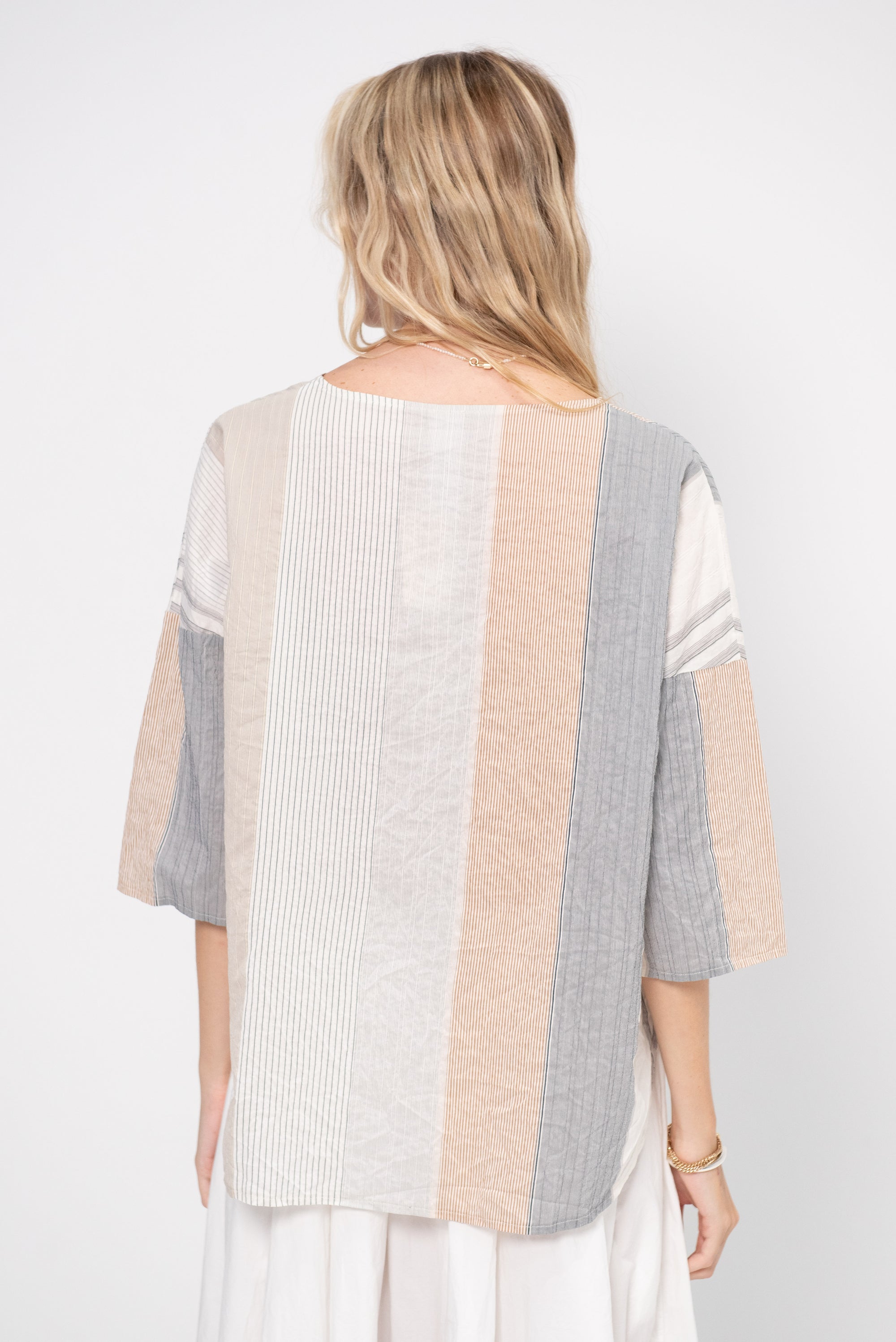 Silk Striped T Shirt, Milk