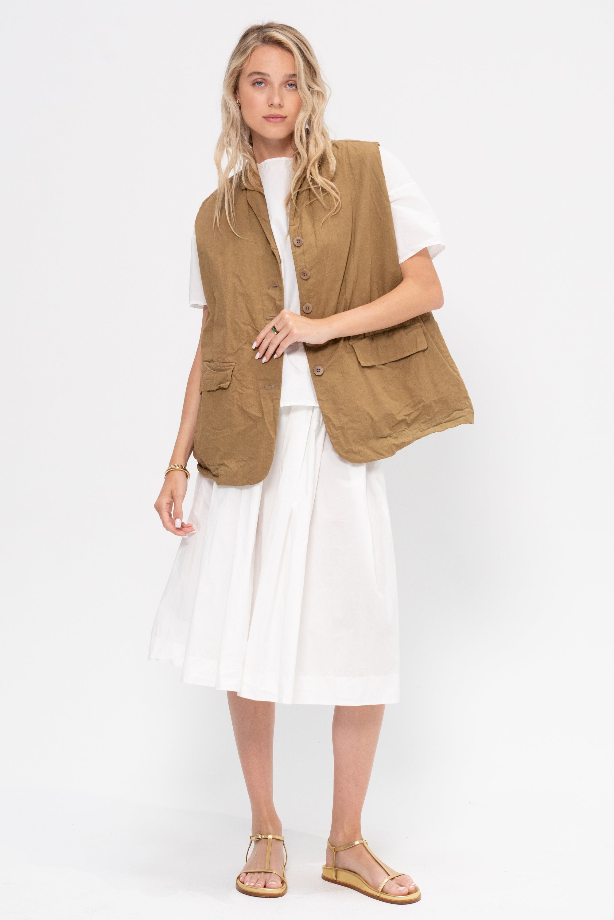Sleeveless Big Blazer Cc, Gold