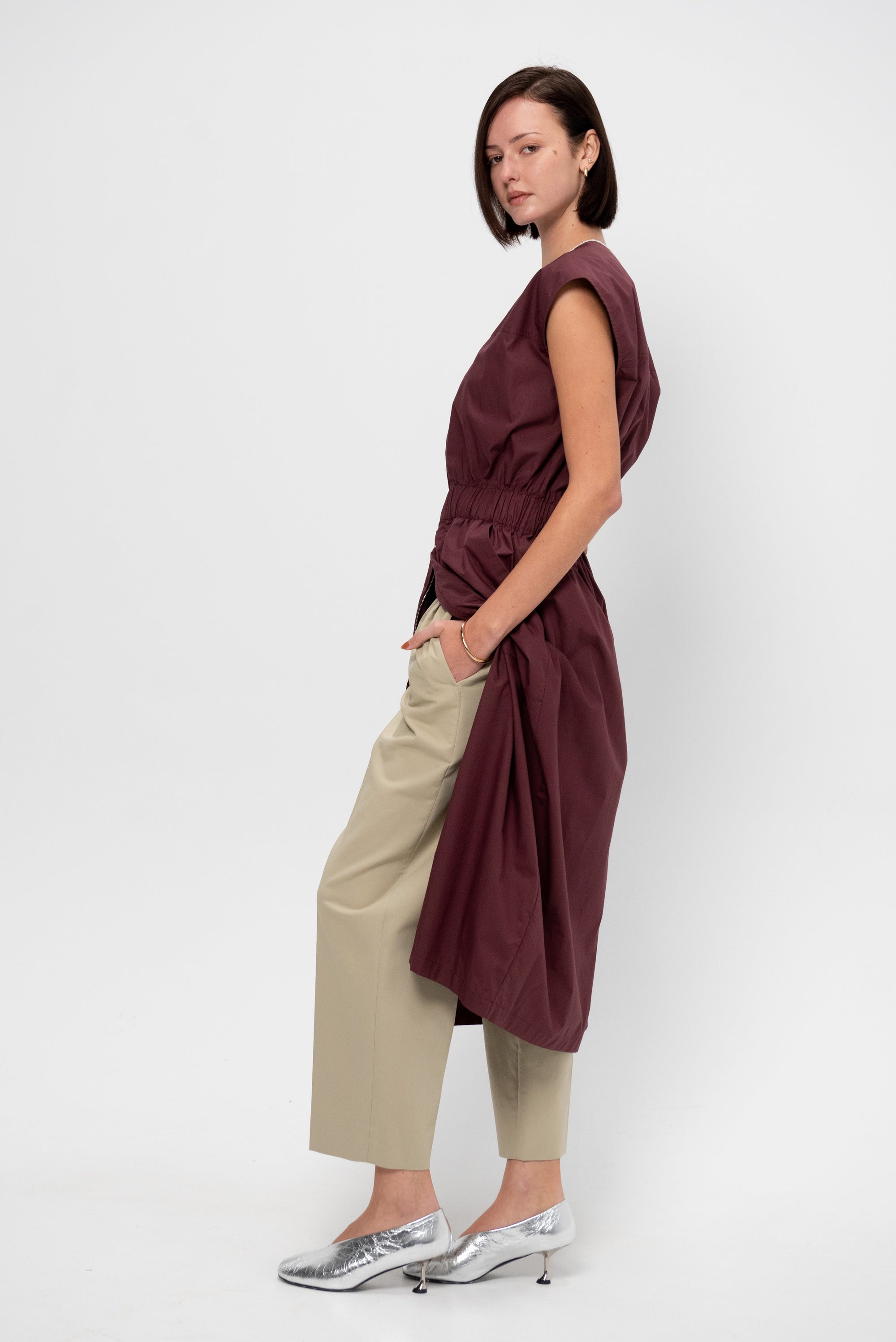 Cropped Trousers, Light Beige