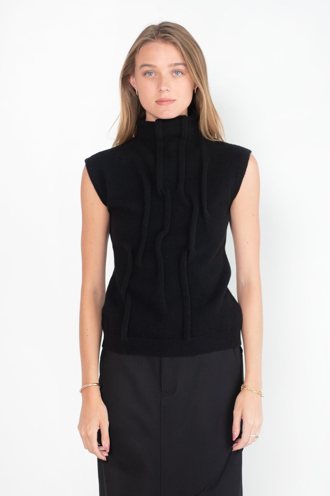 GAUCHERE - Knit Top, Black