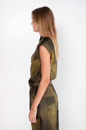 GAUCHERE - Top, Cold-Wash Green