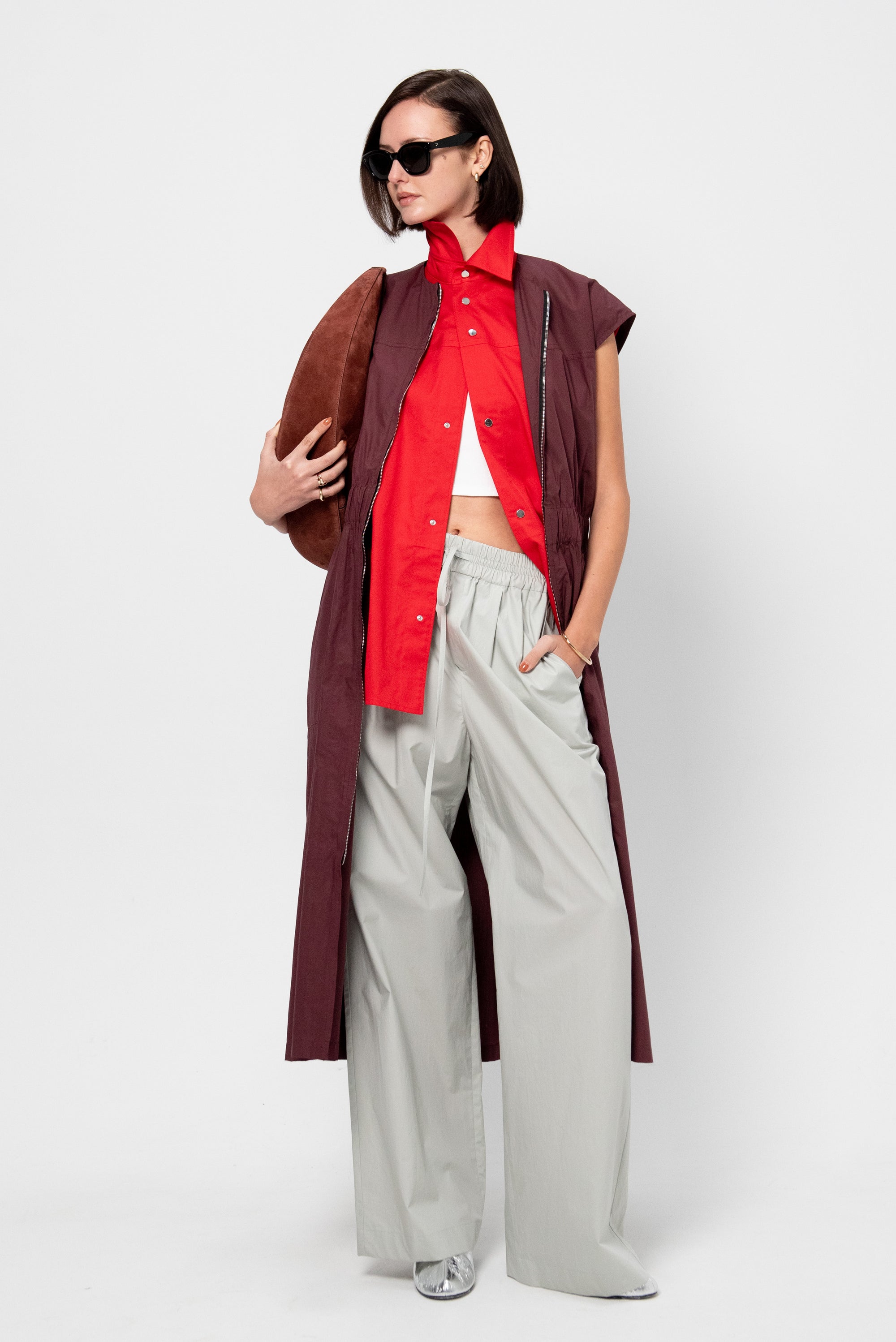 Elastic-Waist Pants, Ice Blue