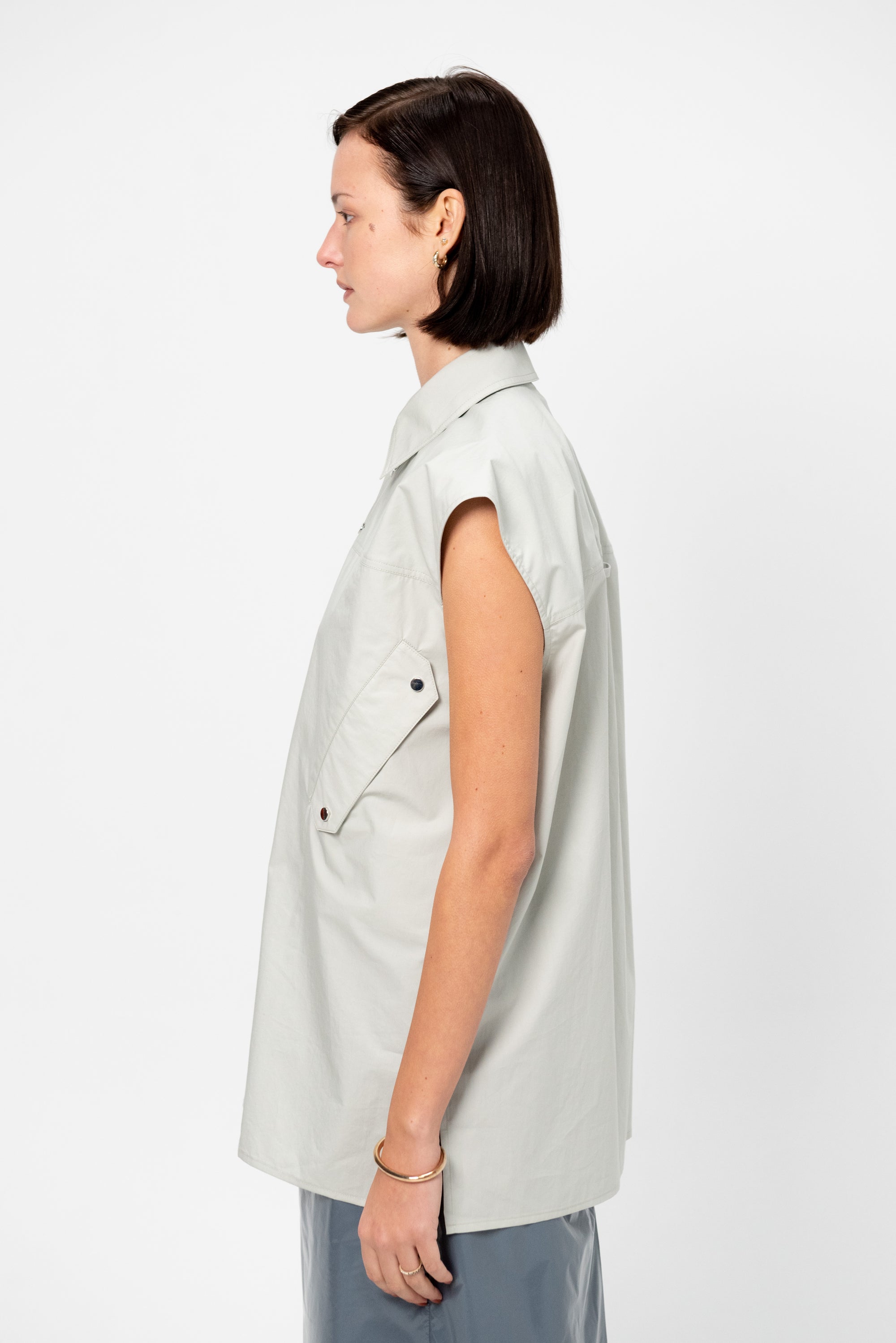 Snap-Button Shirt, Ice Blue
