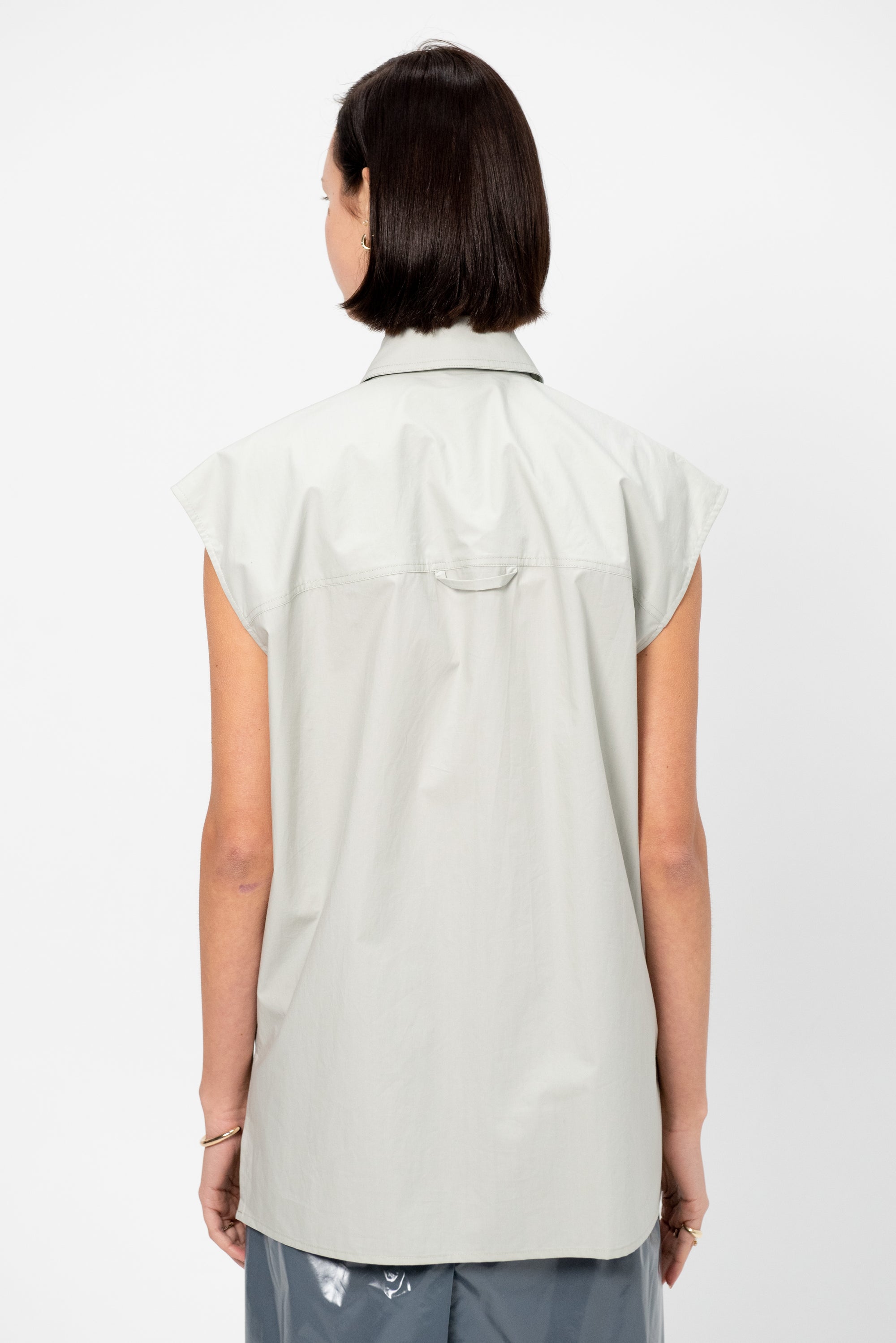 Snap-Button Shirt, Ice Blue