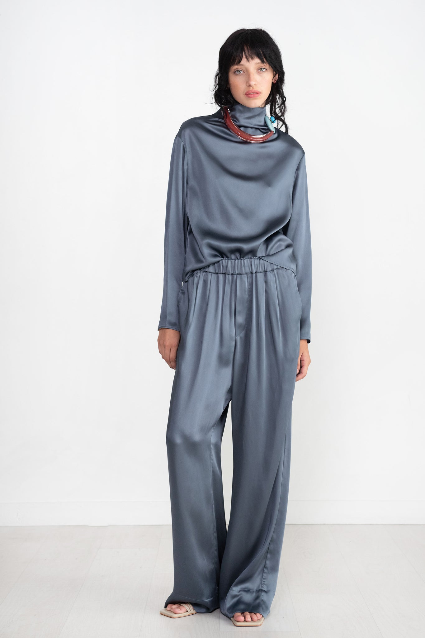 Gauchere - Long Sleeve Top, Steel Blue