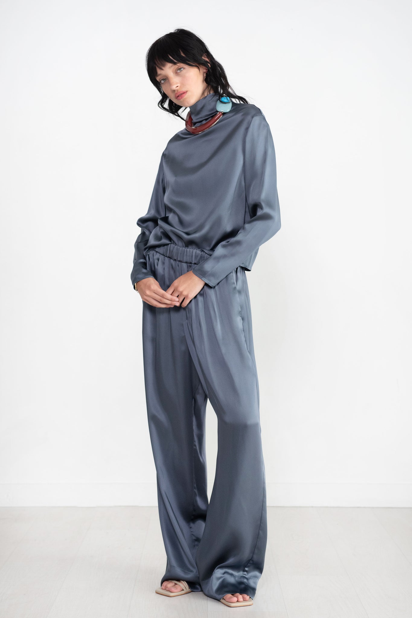 Gauchere - Long Sleeve Top, Steel Blue