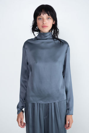 Gauchere - Long Sleeve Top, Steel Blue