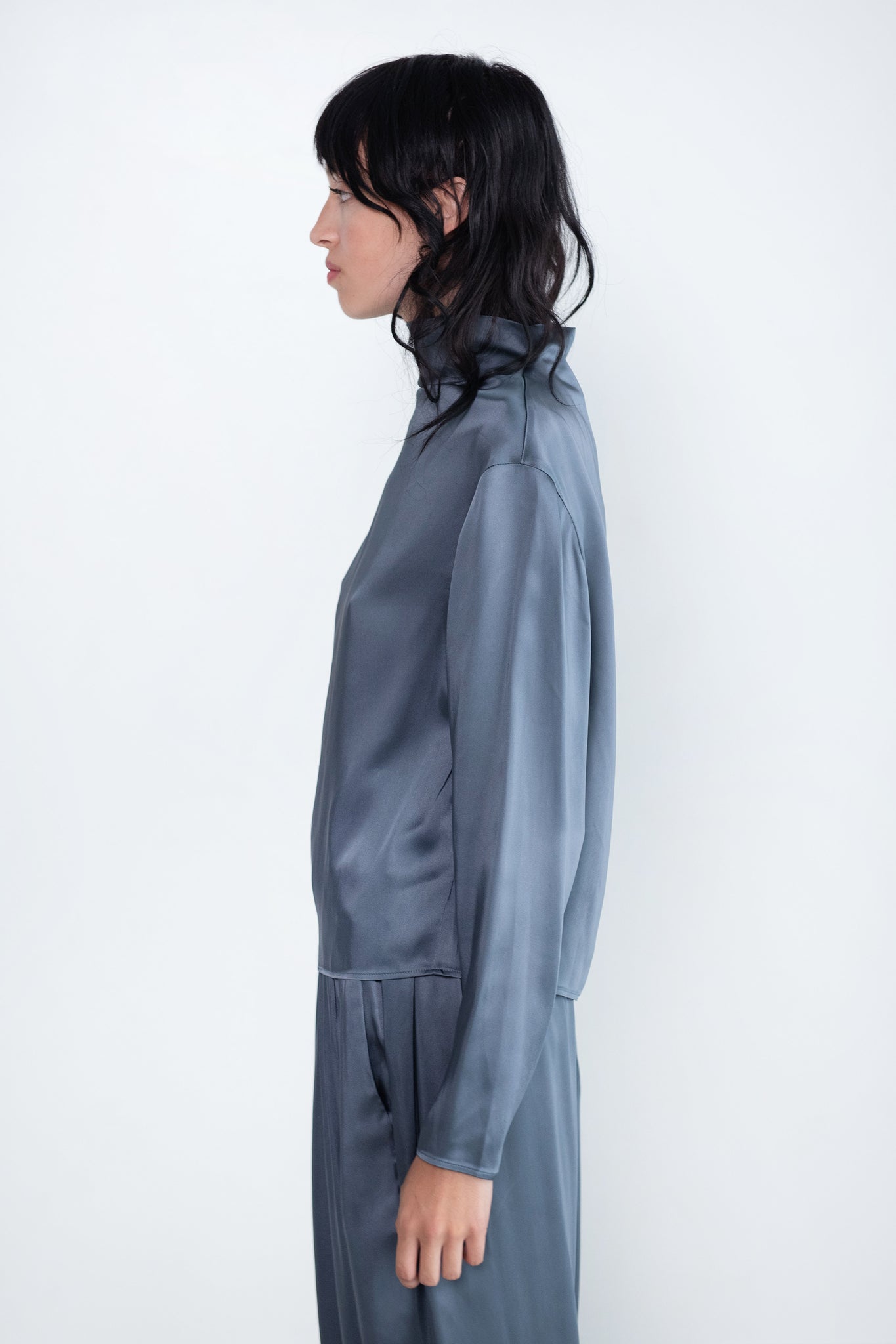 Gauchere - Long Sleeve Top, Steel Blue