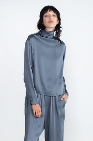 Gauchere - Long Sleeve Top, Steel Blue