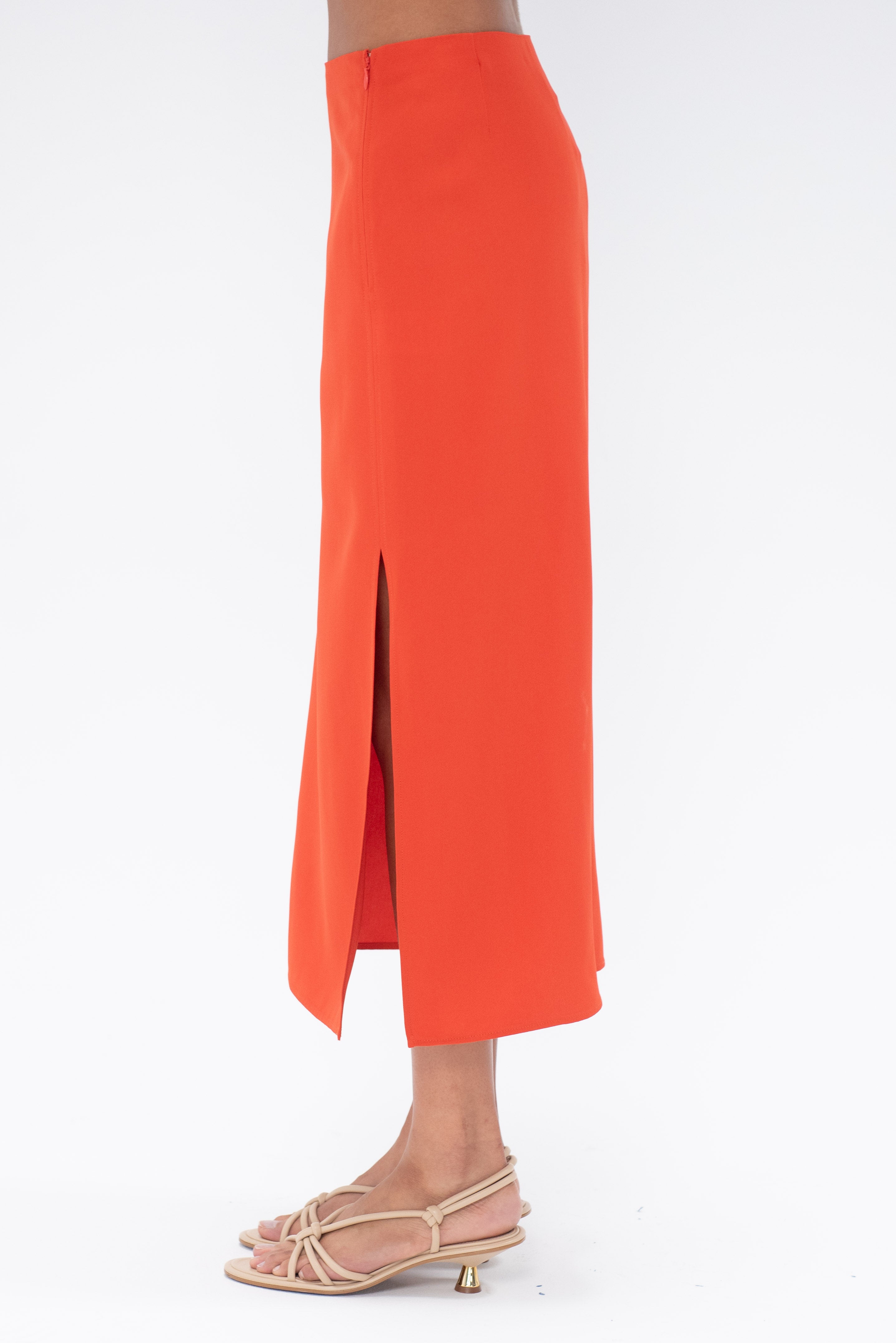 Skirt, Sunset Orange Kick Pleat