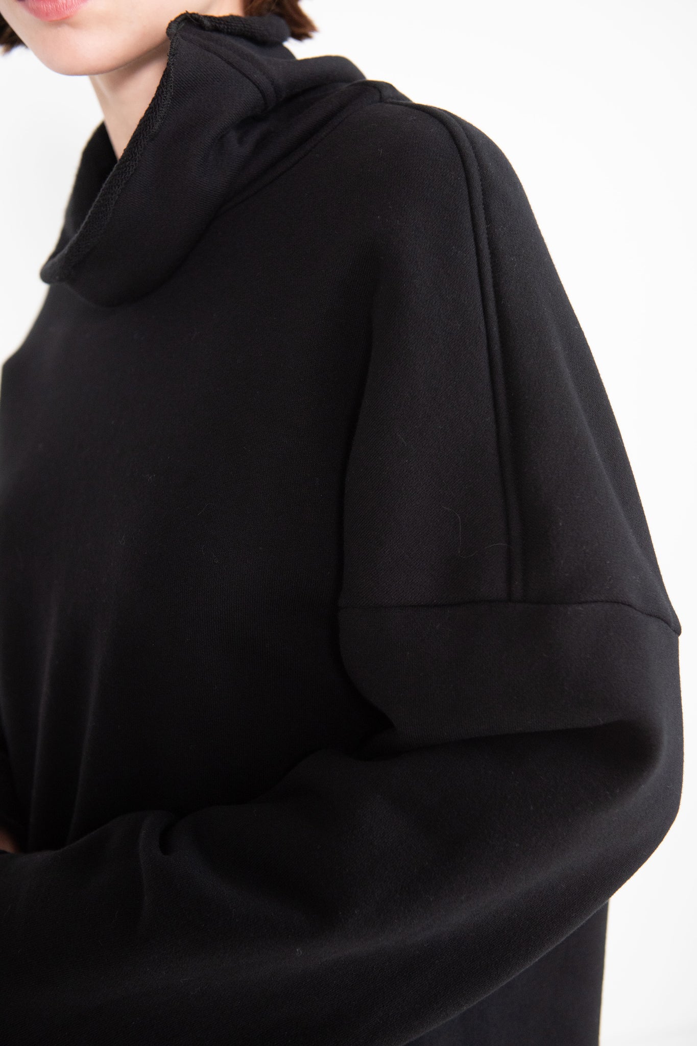 GAUCHERE - Oversized Raw Edge Turtleneck Sweater, Black