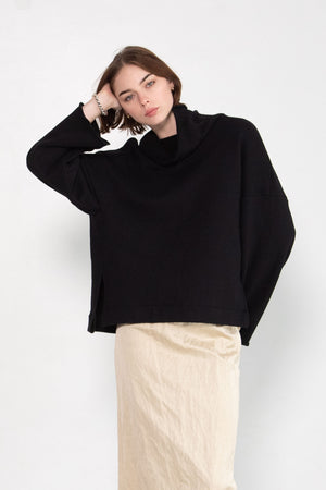 GAUCHERE - Oversized Raw Edge Turtleneck Sweater, Black