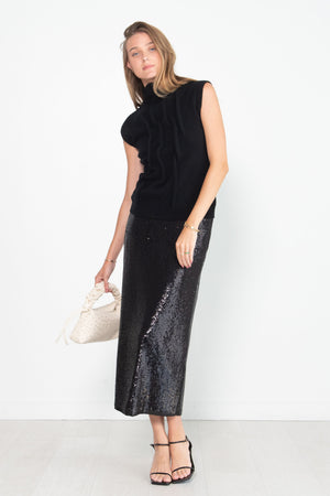 GAUCHERE - Sequin Skirt, Black