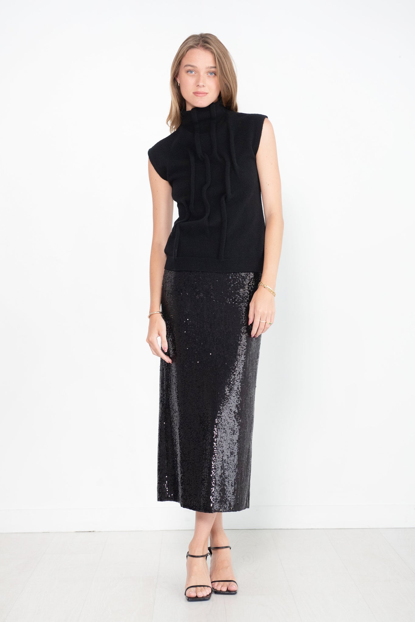 GAUCHERE - Sequin Skirt, Black