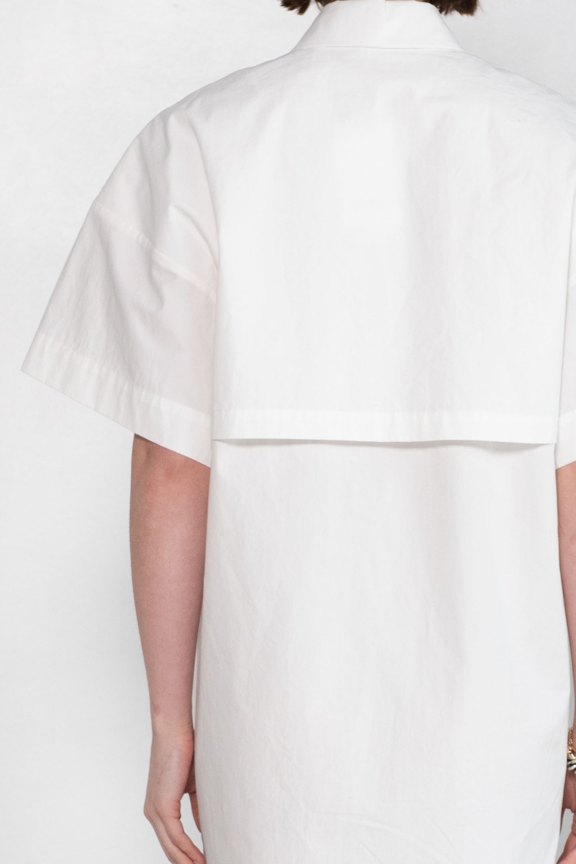 Off-White poplin pleated shirt dress