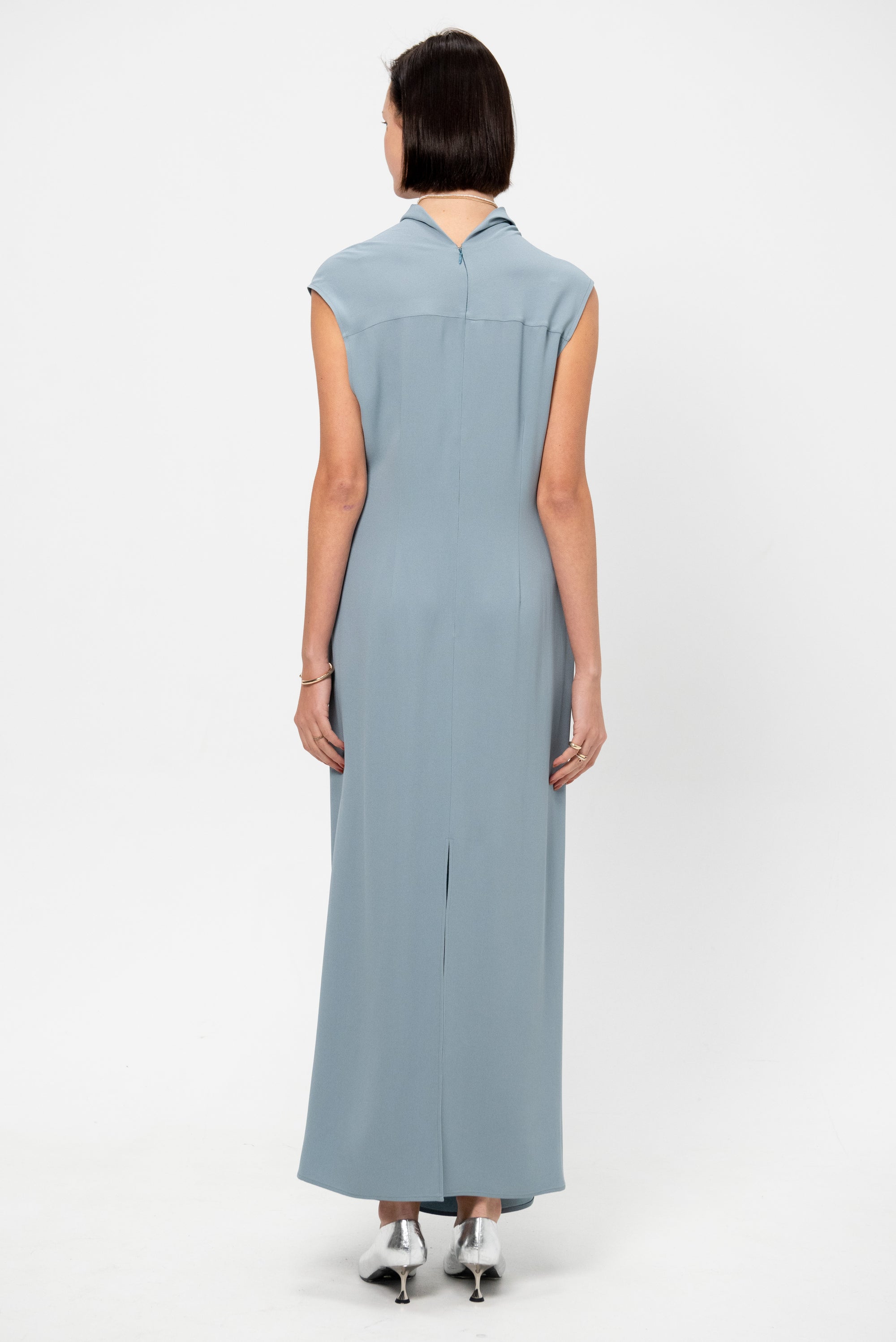 Gauchere Draped Dress, Slate Blue 34 Gauchere Draped Dress, Slate Blue 34