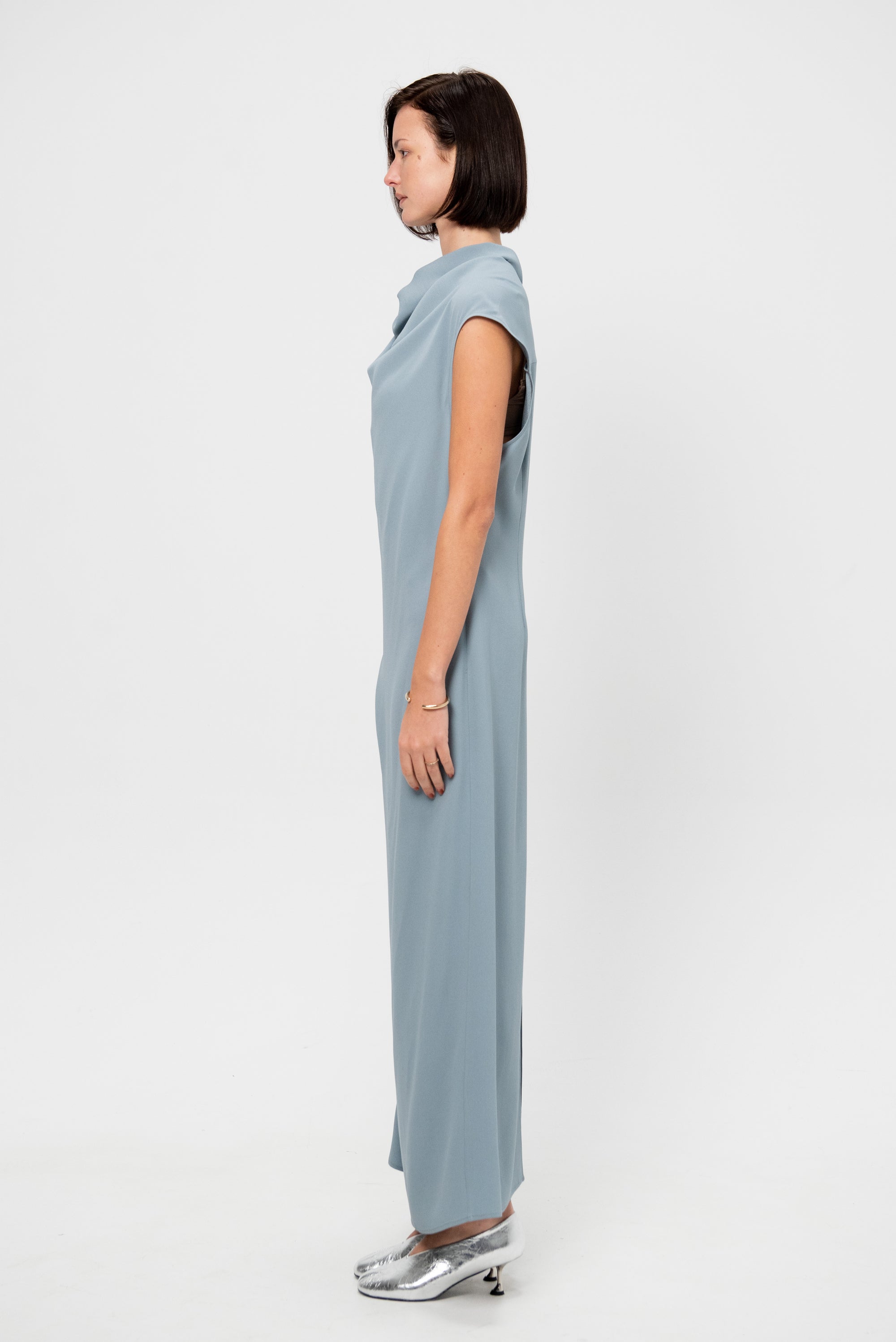 Gauchere Draped Dress, Slate Blue 34 Gauchere Draped Dress, Slate Blue 34