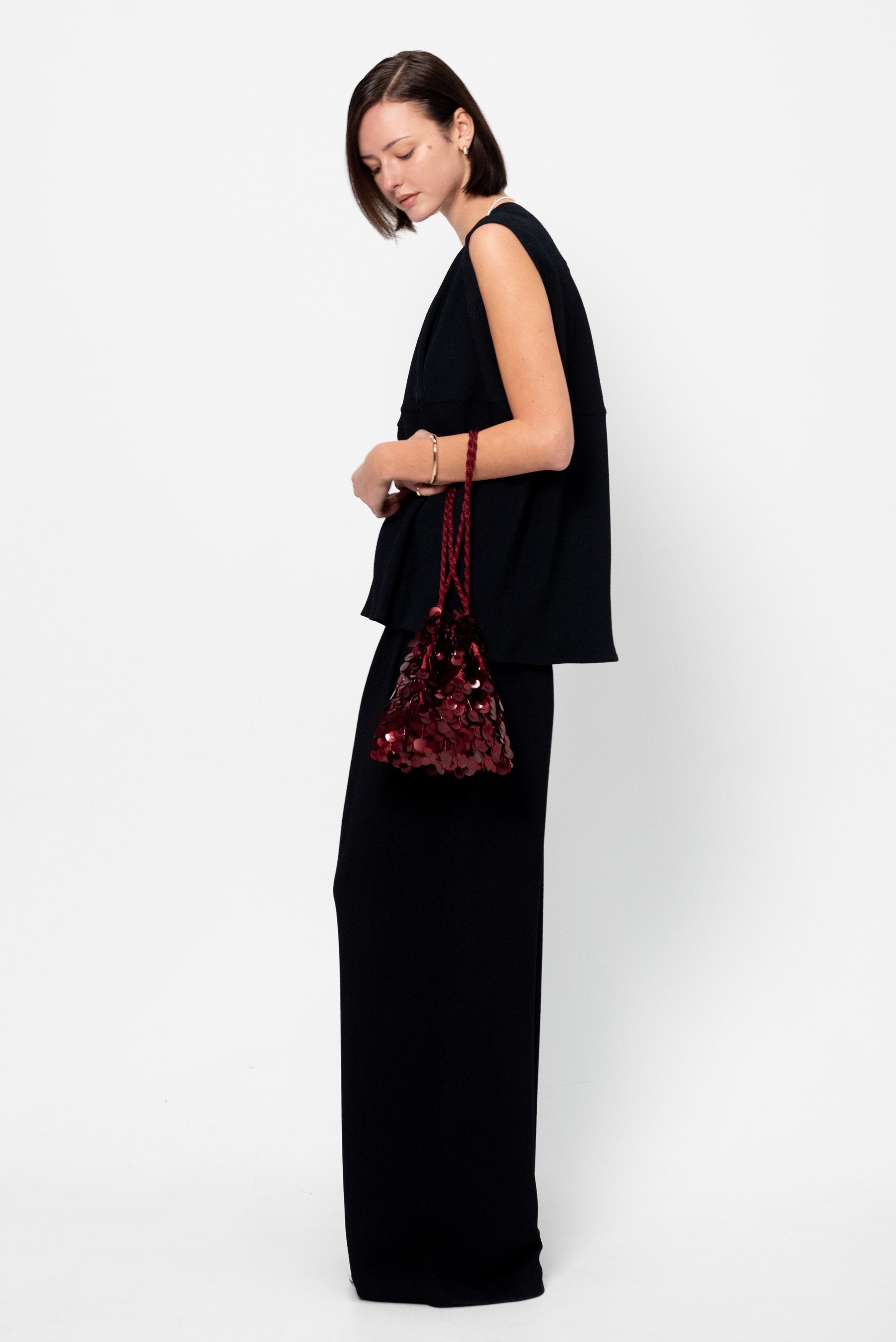 Cap-Sleeve Top, Black