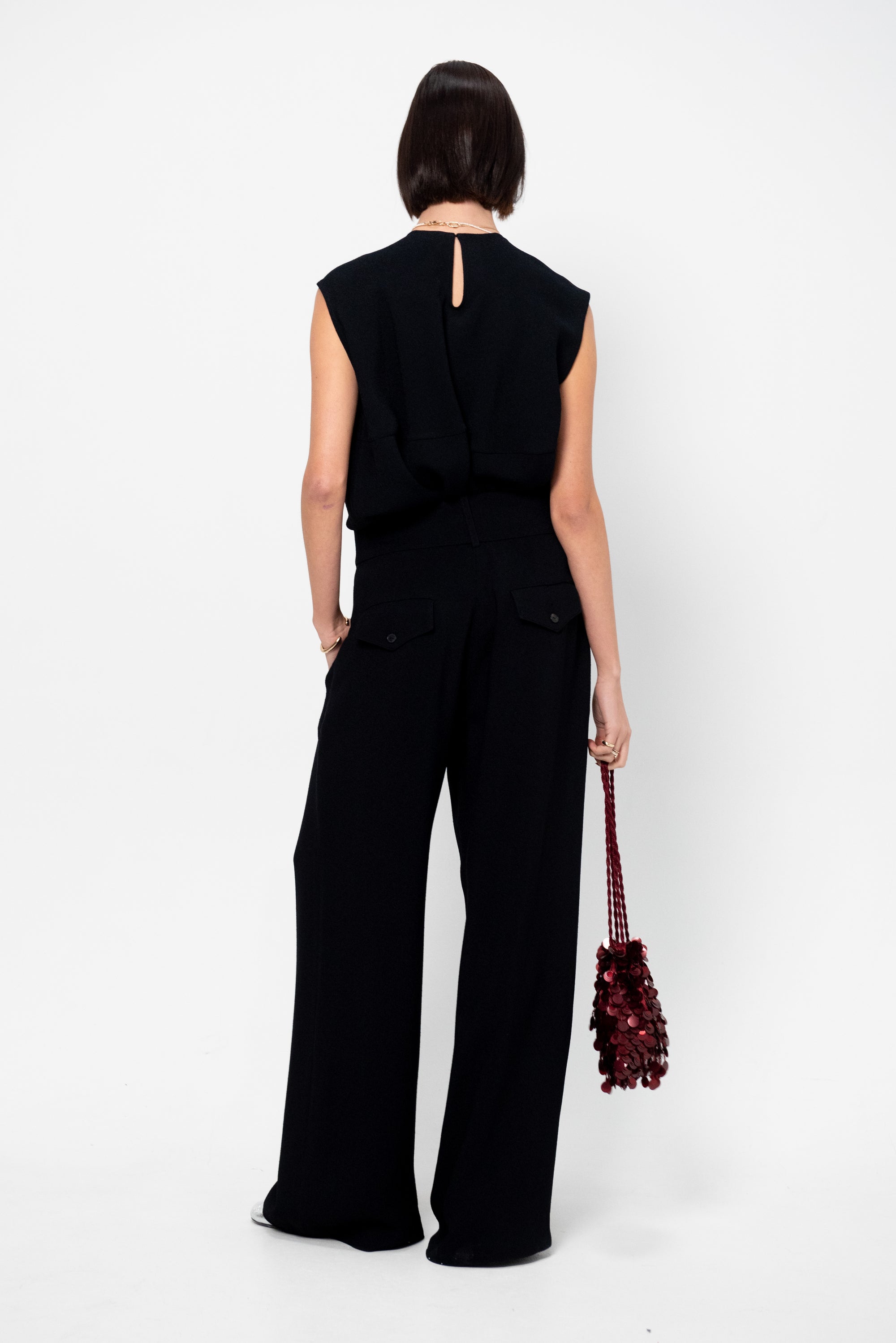 Cap-Sleeve Top, Black