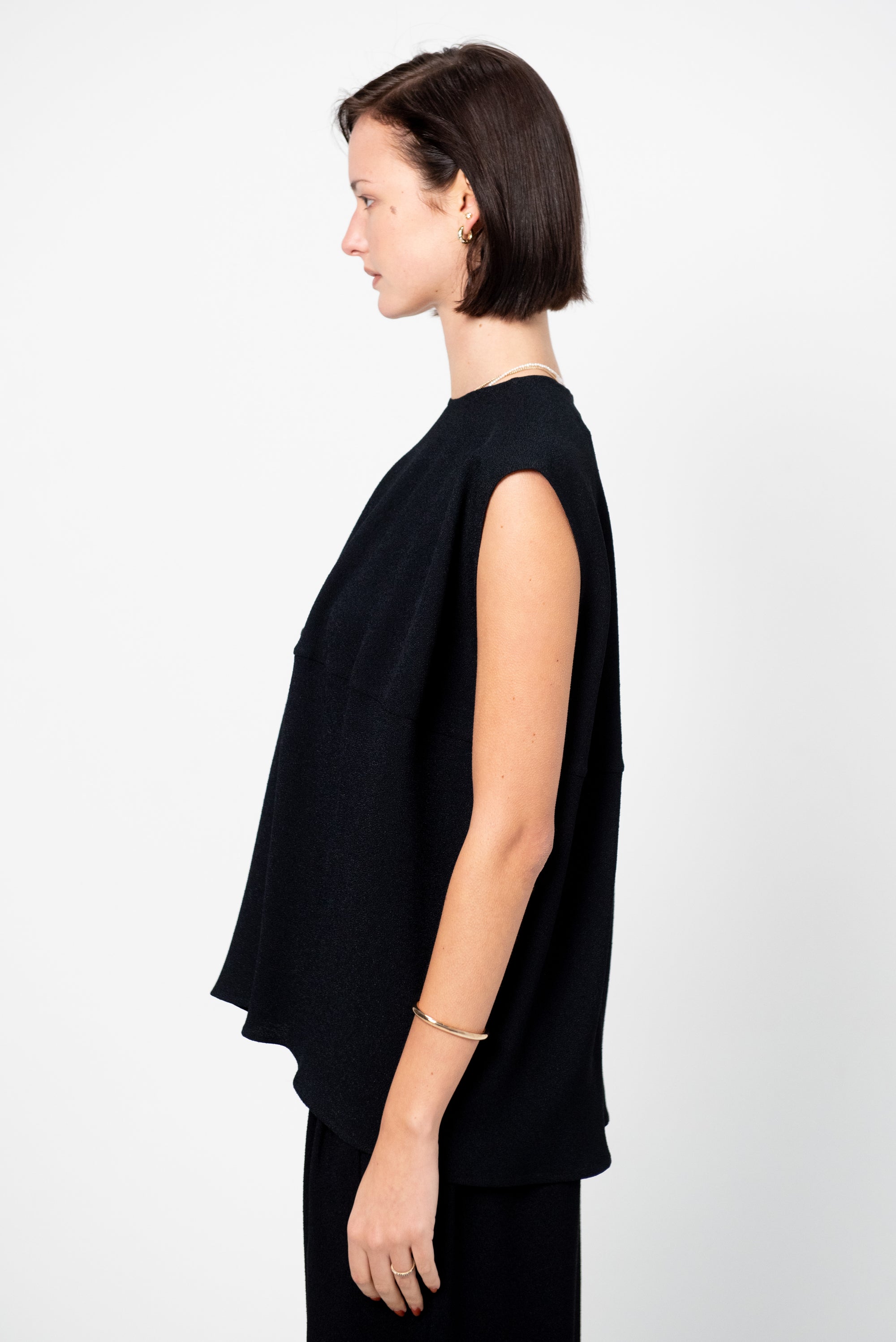 Cap-Sleeve Top, Black