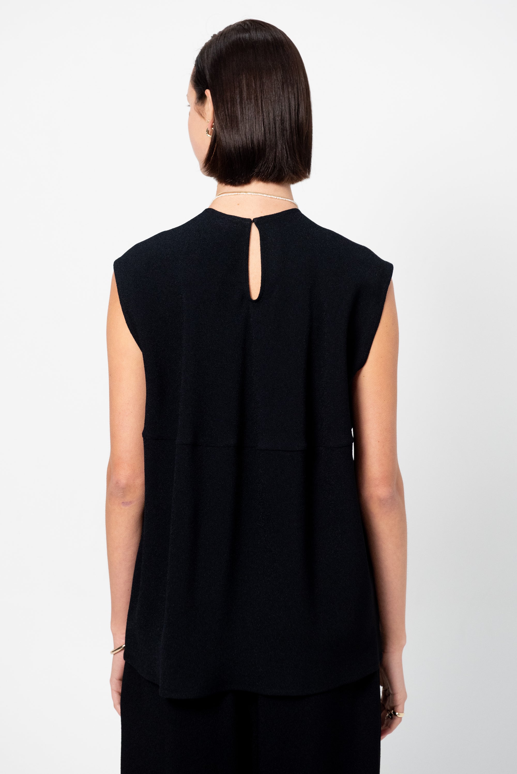 Cap-Sleeve Top, Black