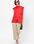 Snap-Button Shirt, Red