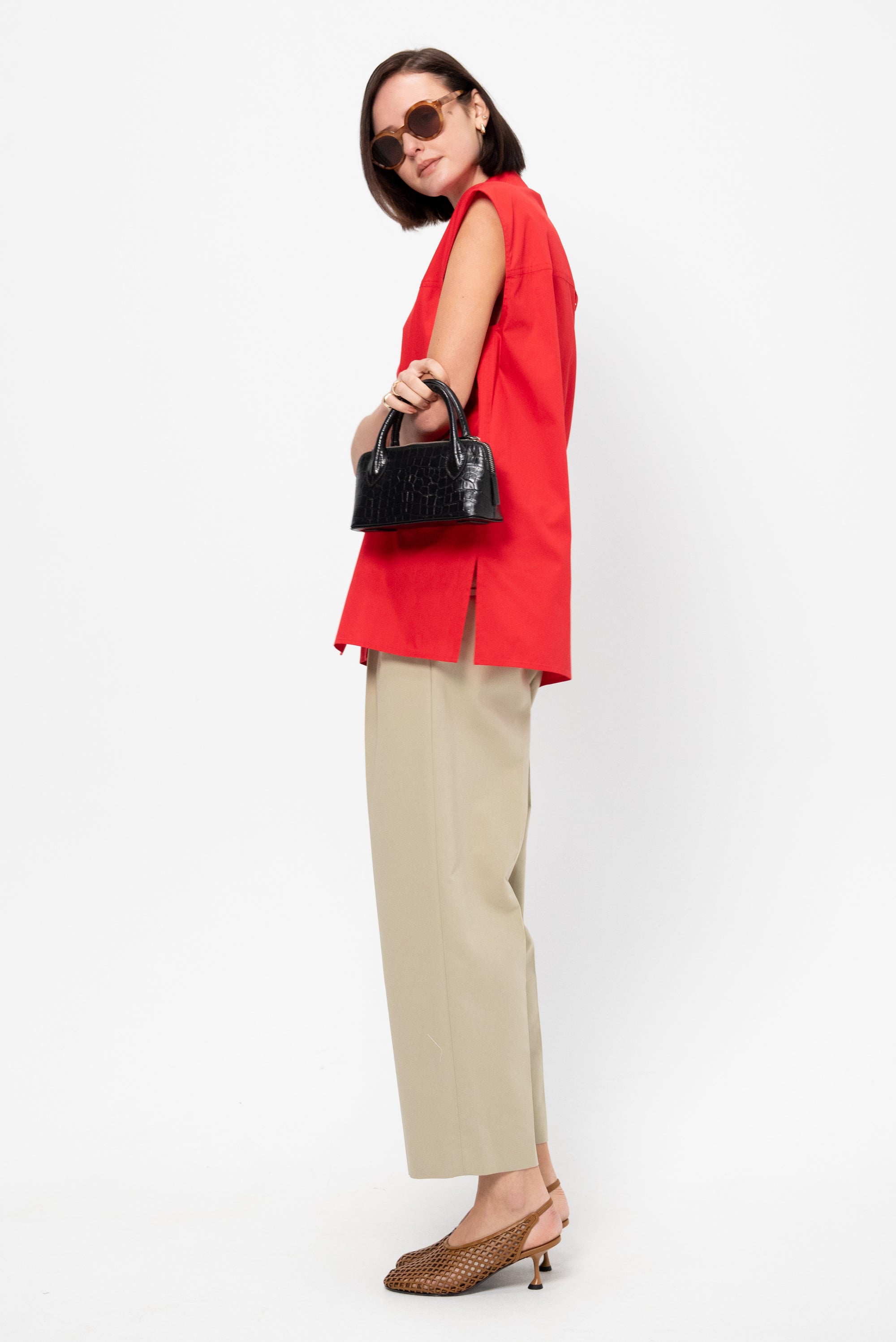 Snap-Button Shirt, Red