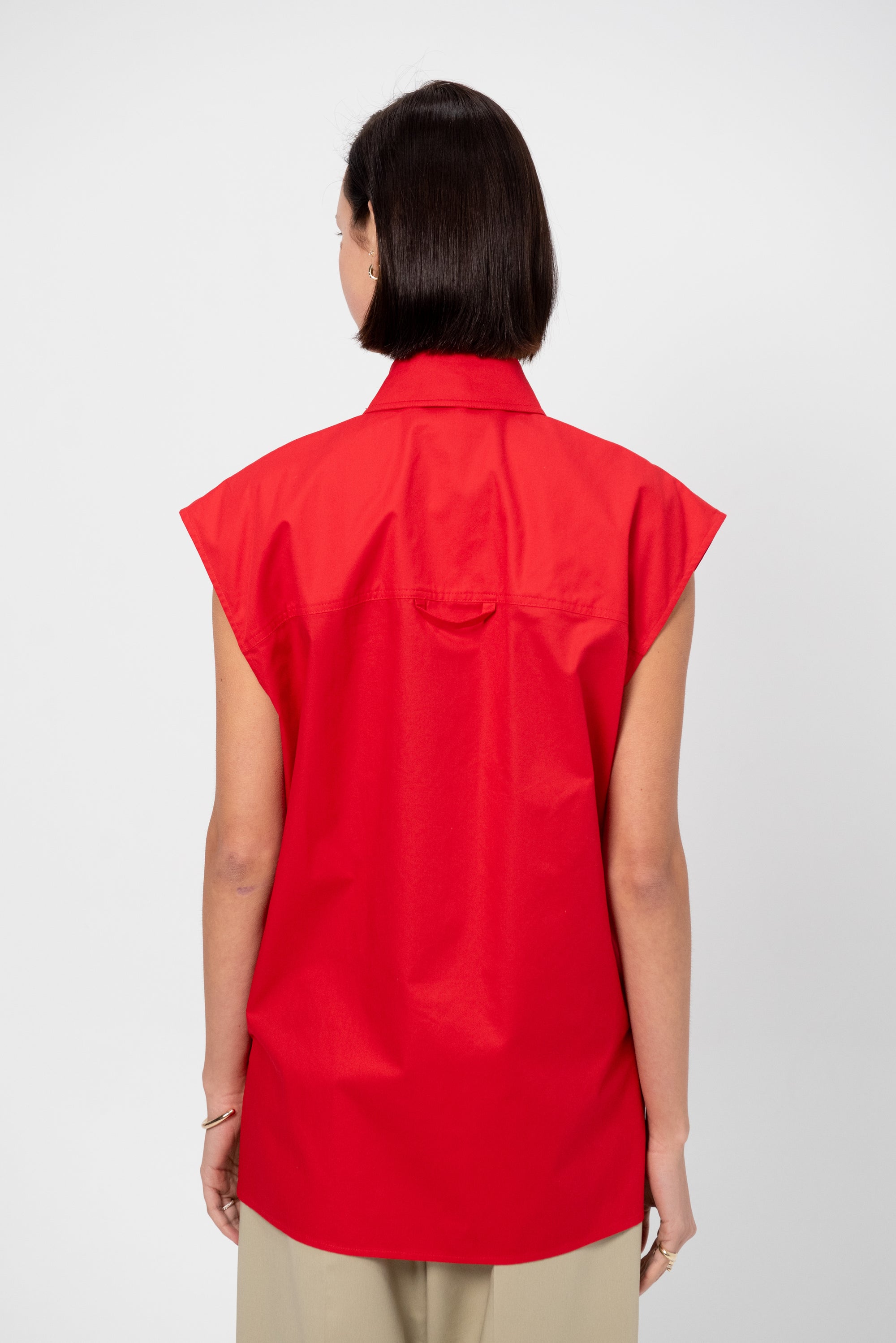 Snap-Button Shirt, Red